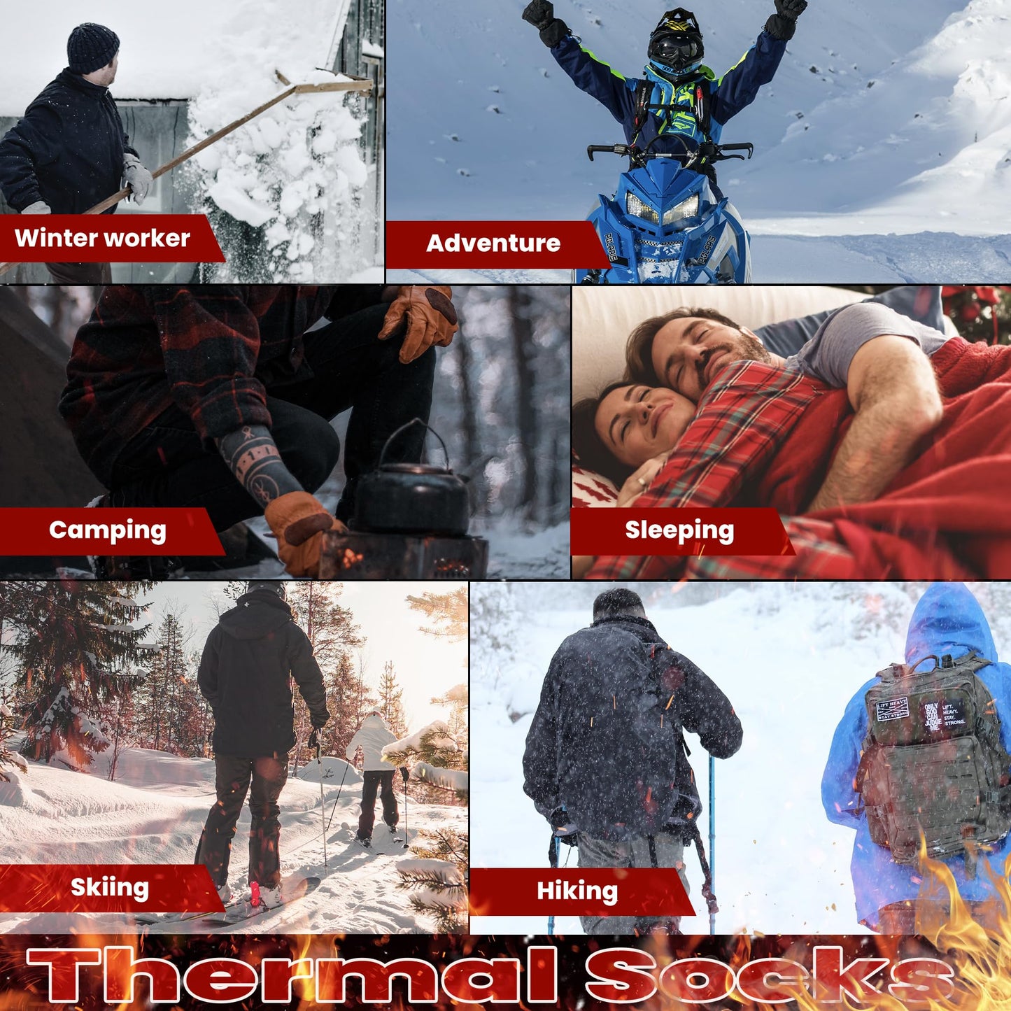 Tough Land 2 Pairs of Thermal Socks for Men Heat Trapping Warm Winter Socks