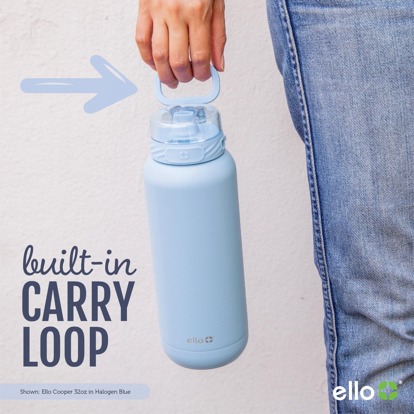 Ello Cooper 18oz Kids Stainless Steel Water Bottle Vacuum Insulated with Straw and Carry Handle, Leak Proof Locking Lid with Soft Silicone Spout, Fits Car Cupholder, Dishwasher Safe, Winter Solstice