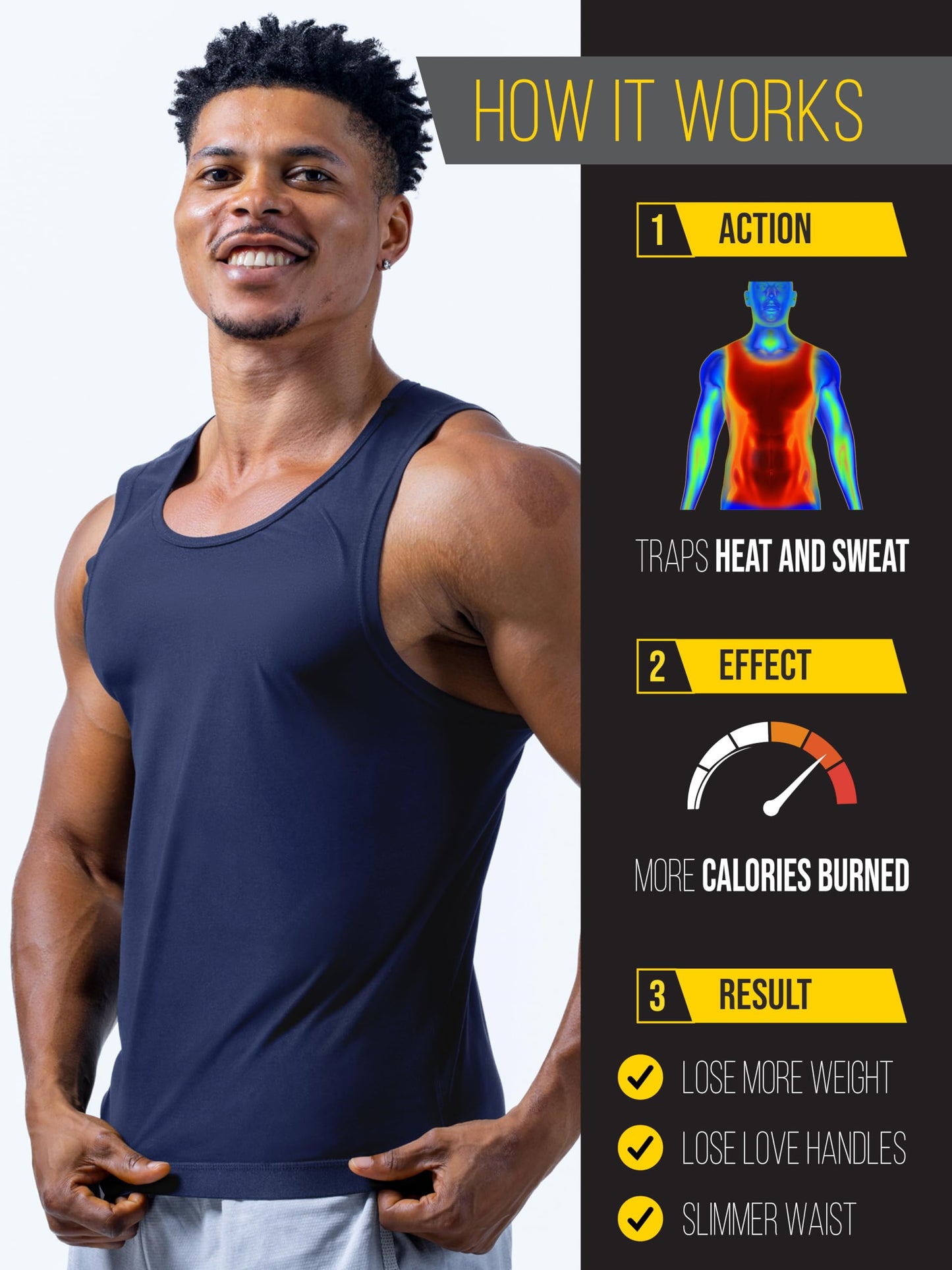Sweat Spark Men's Sweat Vest - Enhance Your Workouts and Boost Weight Loss Efforts with Increased Sweating and Compression Technology (XS) Navy Blue
