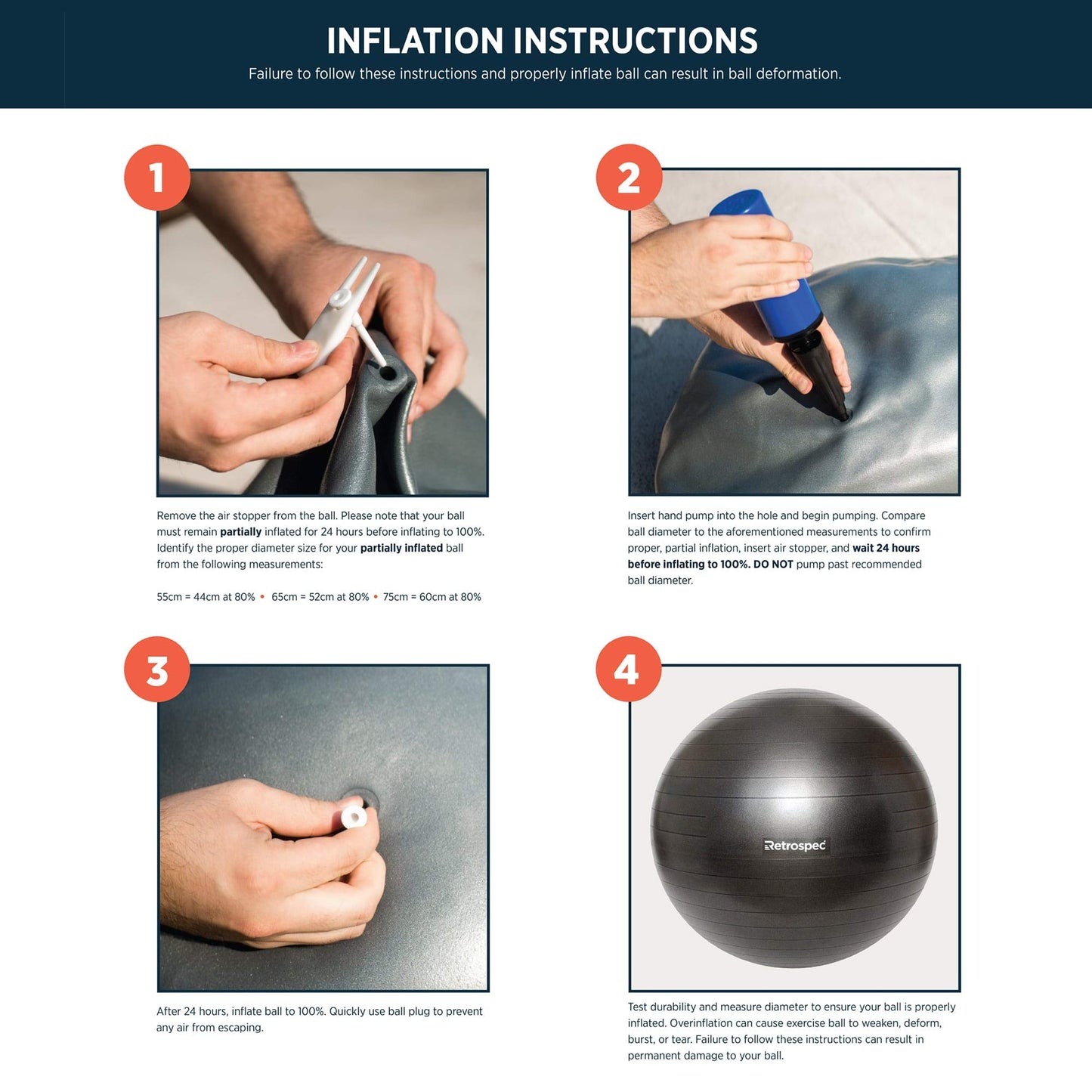 Retrospec Luna Exercise Ball, Base & Pump with Anti-Burst Material, Perfect for Balance, Stability, Yoga & Pilates