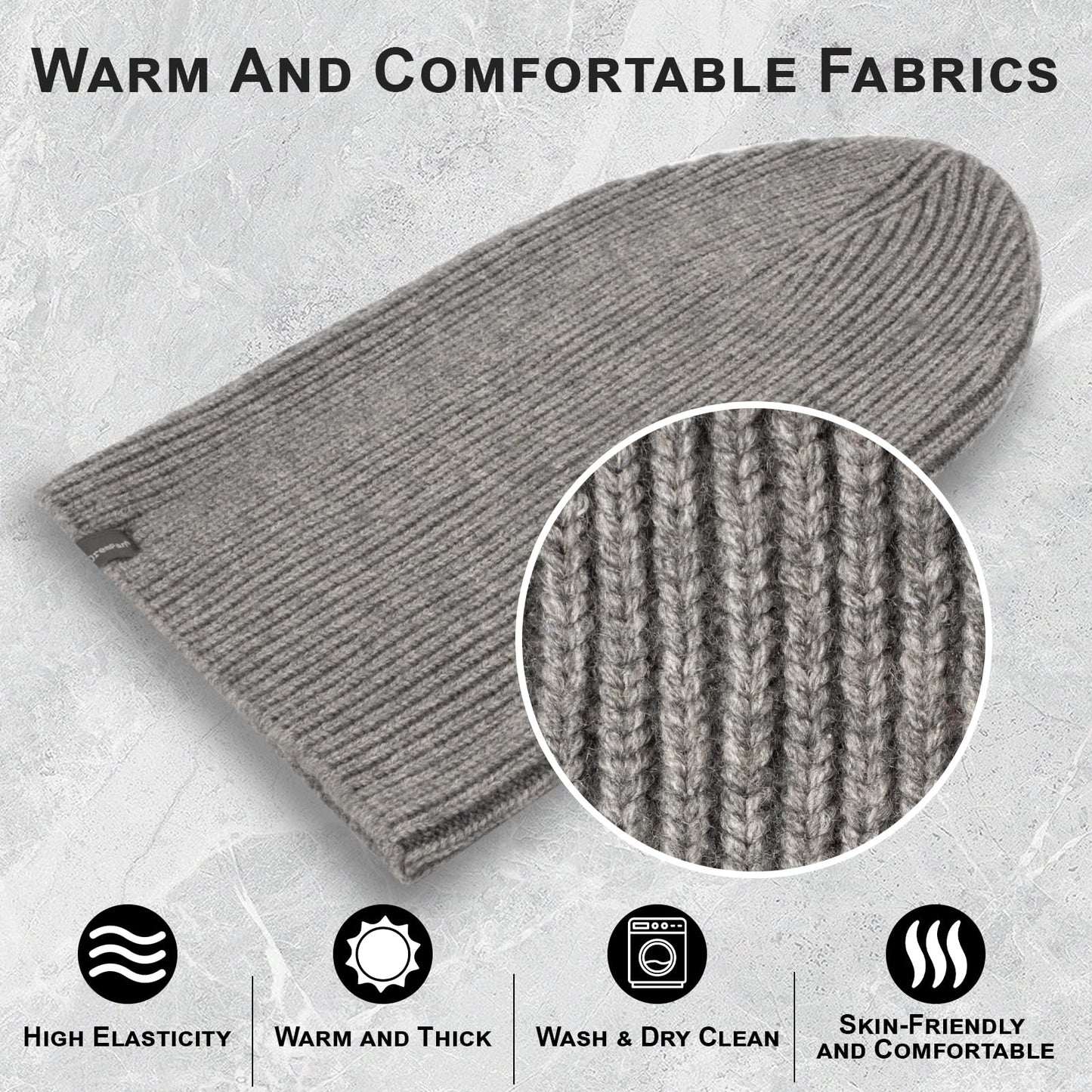 JremPan Beanie Hat for Men Women Knit Winter Hat Warm Cuffed Skull Beanie Slouchy Soft Unisex (Gray)