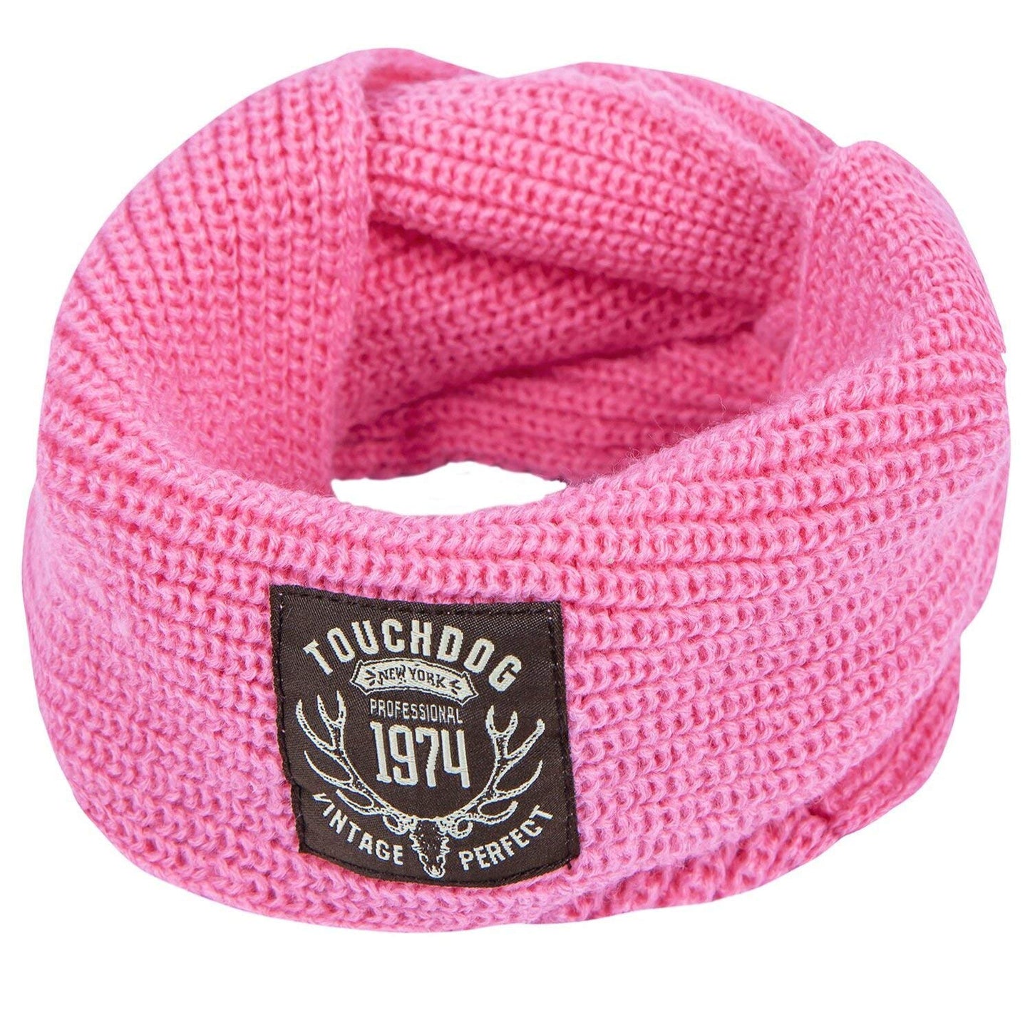 Touchdog Heavy Knitted Winter Dog Scarf, One Size, Pink