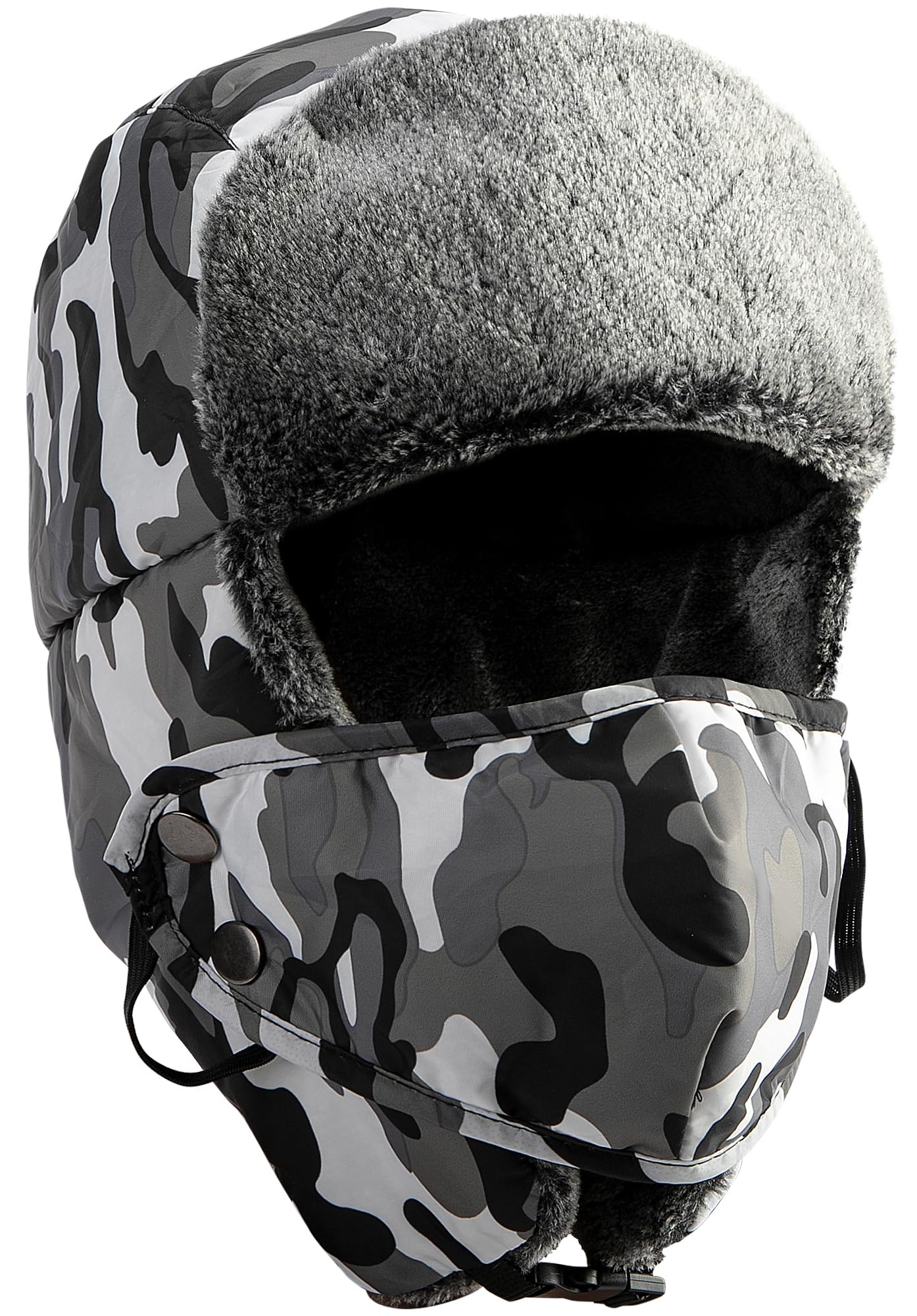 Watayo Winter Hunting Trapper Hat- Camouflage Hat Trapper Hunter Headwear- Waterproof Cold Weather Warm Ski Hunting Hat with Earflap Face Mask for Men Women