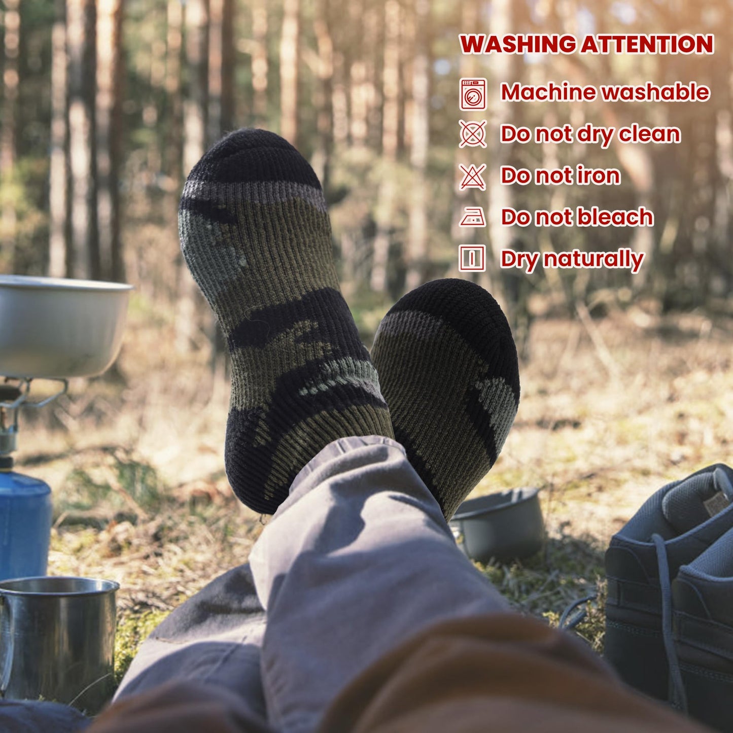 Tough Land 2 Pairs of Thermal Socks for Men Heat Trapping Warm Winter Socks