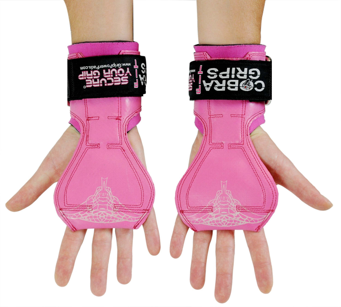 Cobra Grips PRO Weight Lifting Gloves Heavy Duty Straps Alternative to Power Lifting Hooks for Deadlifts with Built in Adjustable Neoprene Padded Wrist Wrap Support Bodybuilding (FIT Pink Rubber)