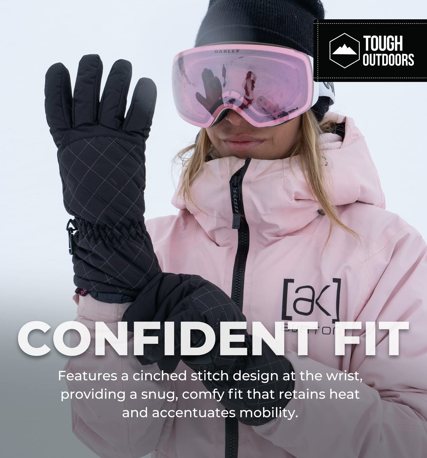 Tough Outdoors Women's Ski Gloves - Womens Snow Gloves - Winter Waterproof Snow Gloves - Adult Snow Gloves - Ladies Snowboarding Gloves
