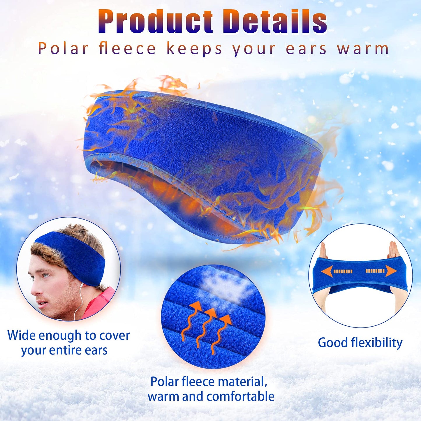 SATINIOR 12 Pcs Winter Neck Gaiters Fleece Neck Warmers Thermal Face Scarf Drawstring Neck Scarf and Ear Warmers Headbands Ear Muffs Head Wrap Fleece Ear Muffs for Men Women Outdoor Sport Activities