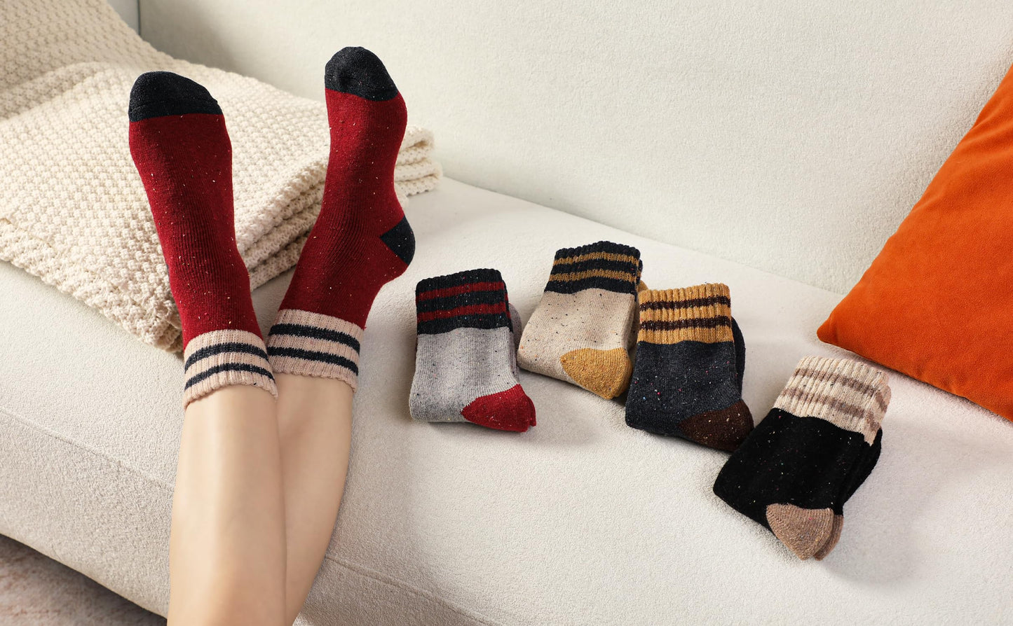 Tavaleu Women Wool Socks - Winter Wool Socks for Women Men Warm Thick Knit Soft Vintage Crew Casual