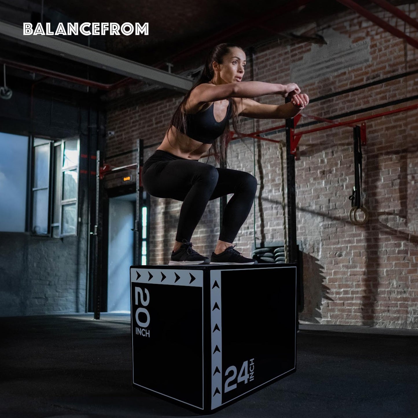 BalanceFrom Jumping Plyo Exercise Box 3 in 1 Home Gym Workout 16 Lb, Black/White