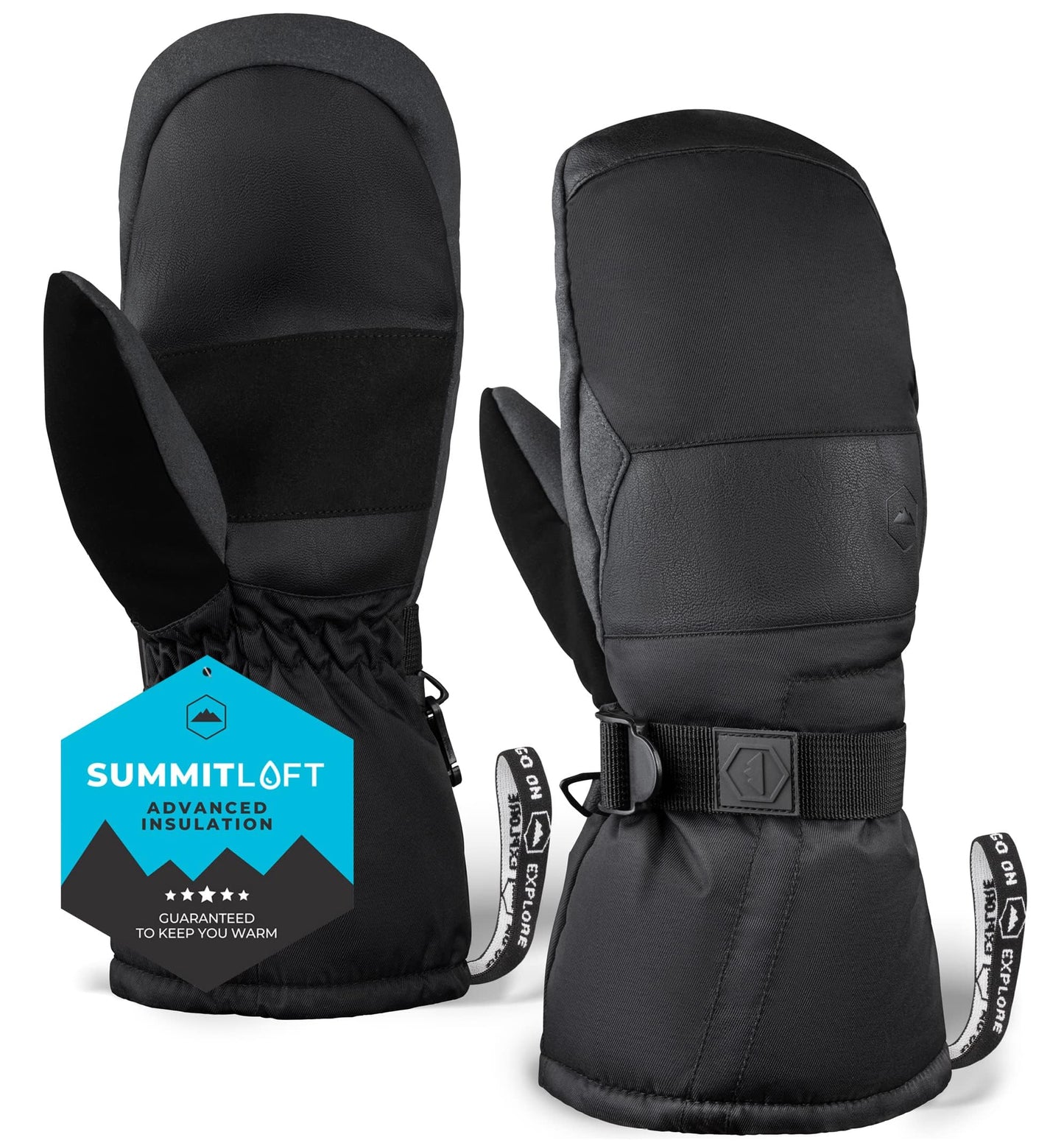 Tough Outdoors Adult Winter Ski Mittens for Women and Men - Mens Womens Waterproof Insulated Snowboard Gloves - Extreme Cold Weather Snowboarding Snow Glove Mitten - Medium/Large