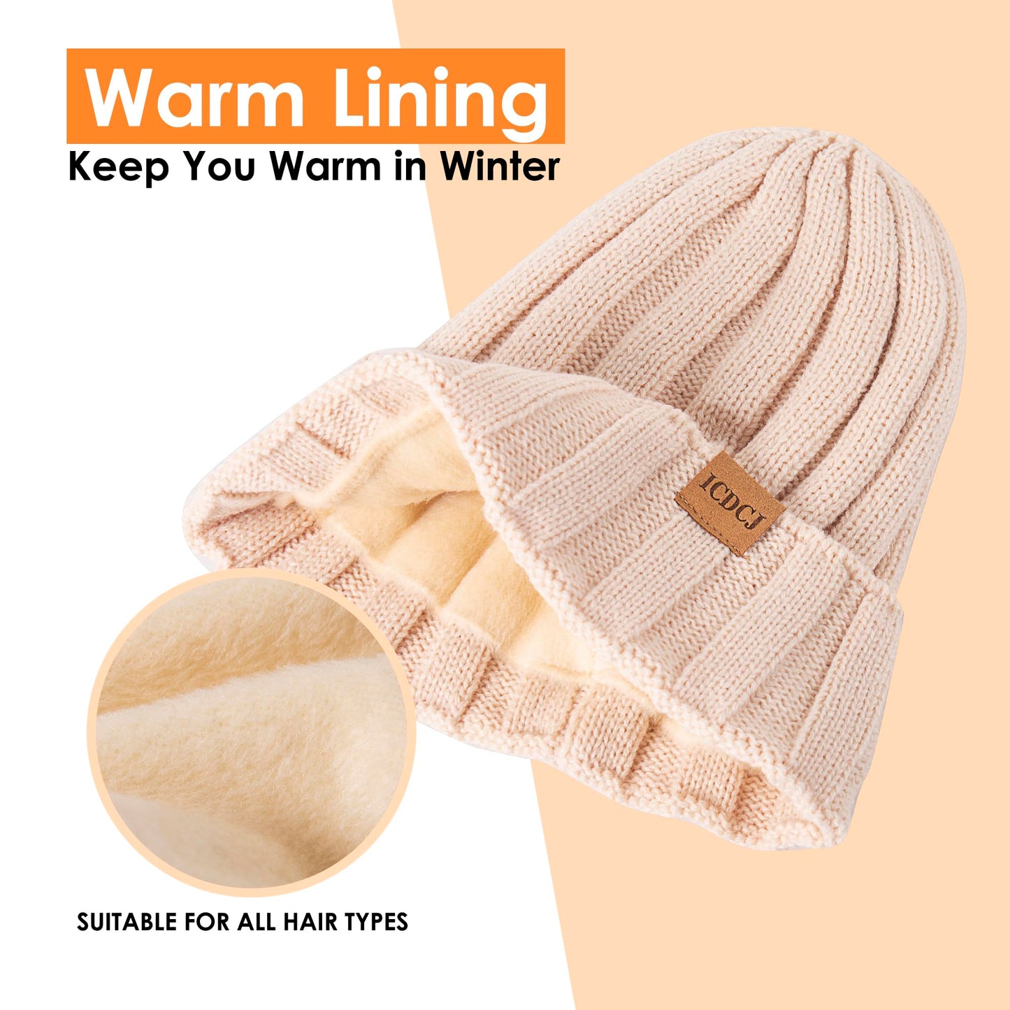 Womens Winter Beanie Warm Knit Hat Long Neck Scarf Touchscreen Gloves Set with Fleece Lined Skull Caps Gifts for Women Men