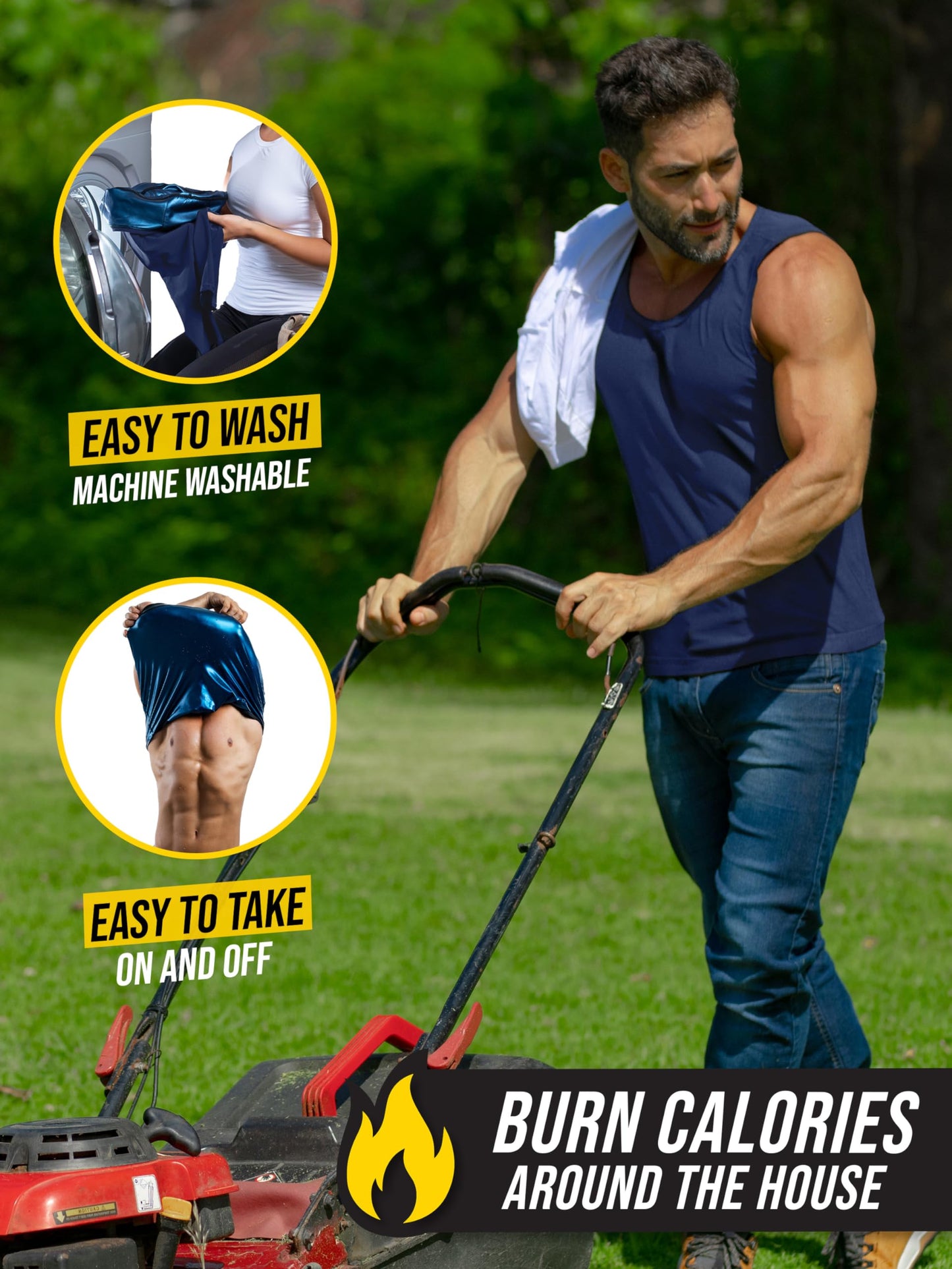 Sweat Spark Men's Sweat Vest - Enhance Your Workouts and Boost Weight Loss Efforts with Increased Sweating and Compression Technology (XS) Navy Blue