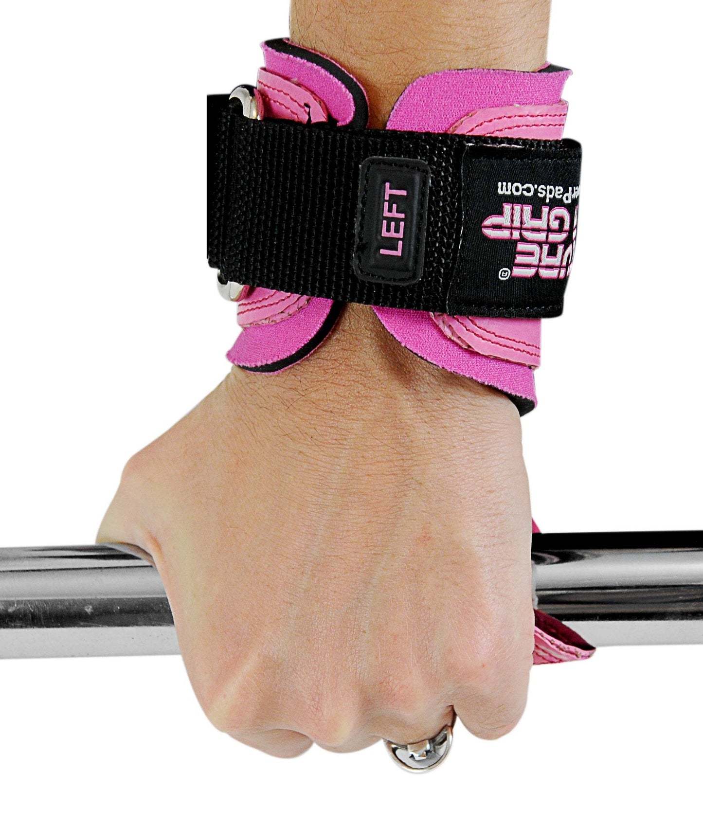 Cobra Grips PRO Weight Lifting Gloves Heavy Duty Straps Alternative to Power Lifting Hooks for Deadlifts with Built in Adjustable Neoprene Padded Wrist Wrap Support Bodybuilding (FIT Pink Rubber)