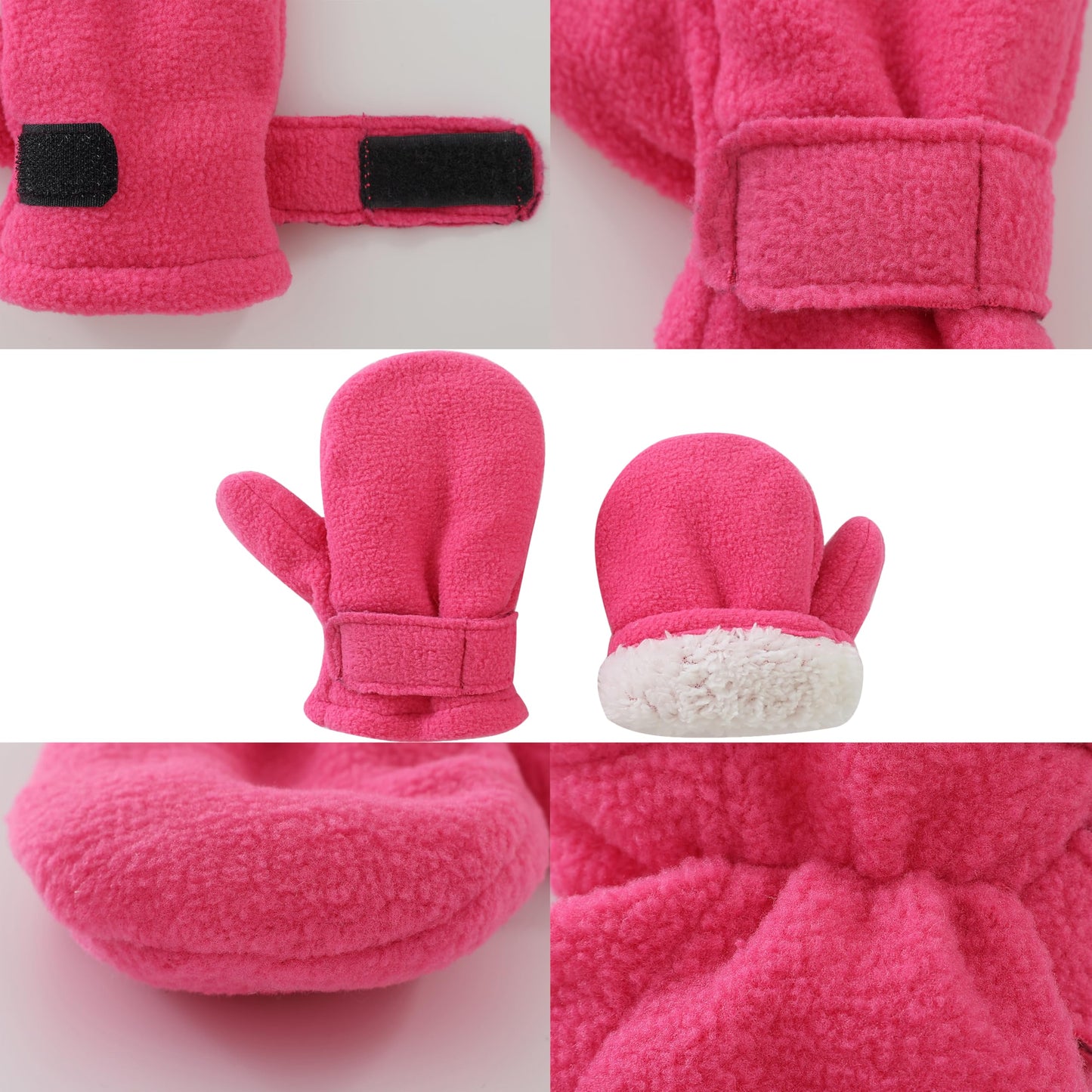 Baby Toddler Mittens Boys Girls Winter Outdoor Gloves Kids Easy-On Fleece Warm Mittens Pink Rose Khaki 3 Pairs L(2-4 years)