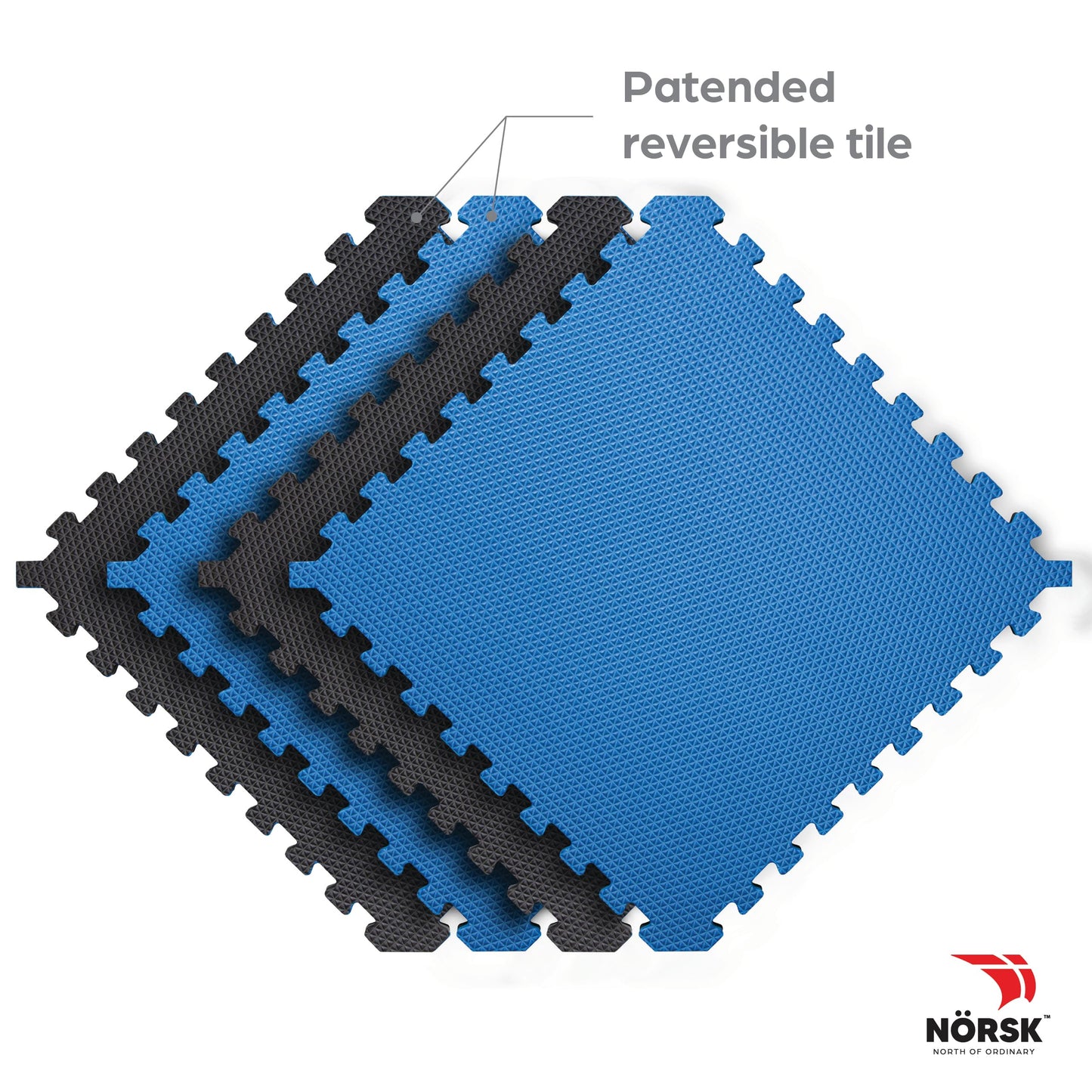 Norsk Reversible Gym Exercise Mats 3/4" Thick EVA Interlocking Foam Tiles, Perfect Gym Flooring for Home Gym, 20 Tiles & 40 Trim Pieces, 80 Sq. Ft. 24"x24", Dazzling Blue/Black