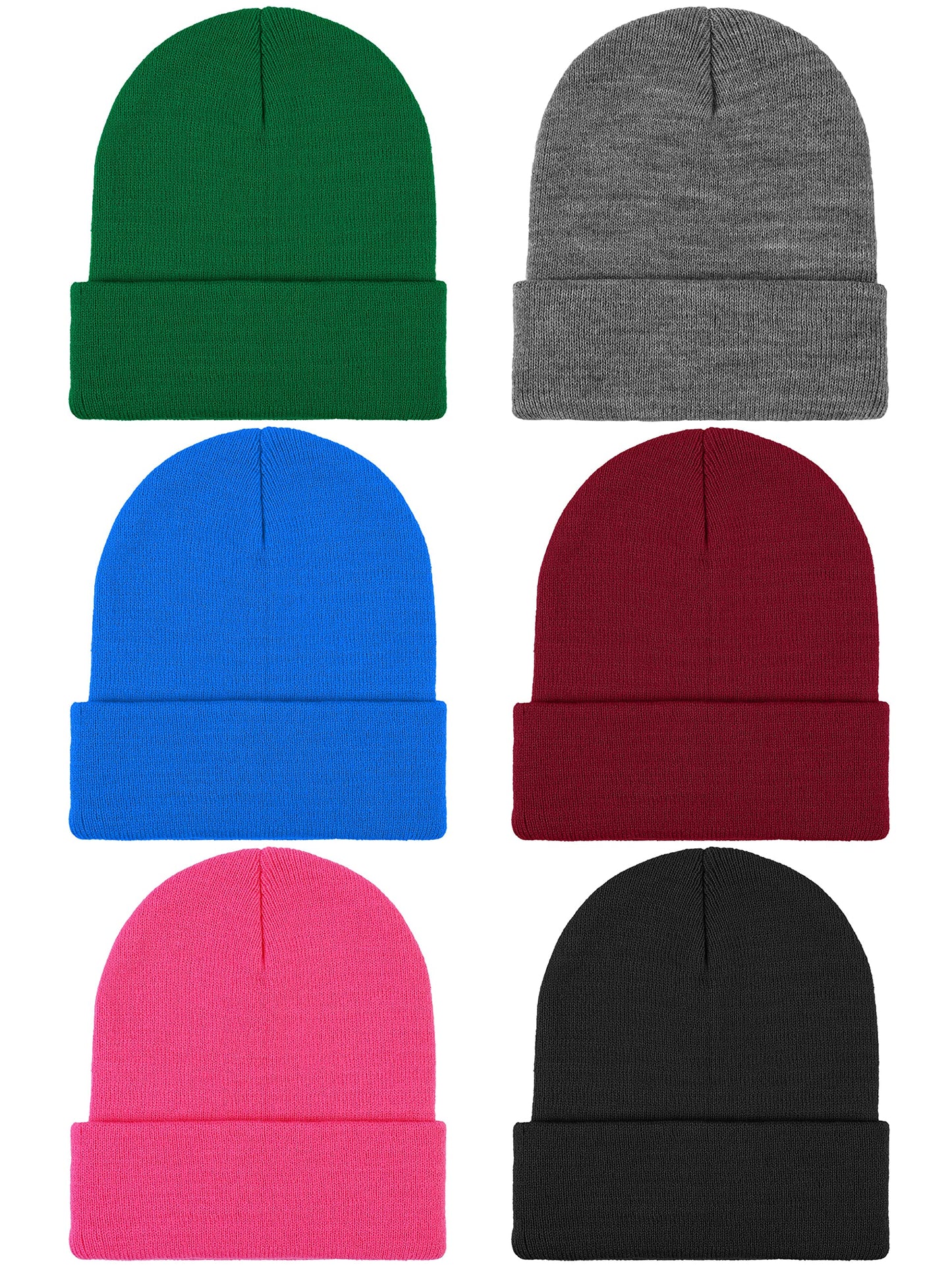 Cooraby 6 Pack Kids Winter Beanies Acrylic Knit Stretchy Beanies Caps for Boys and Girls