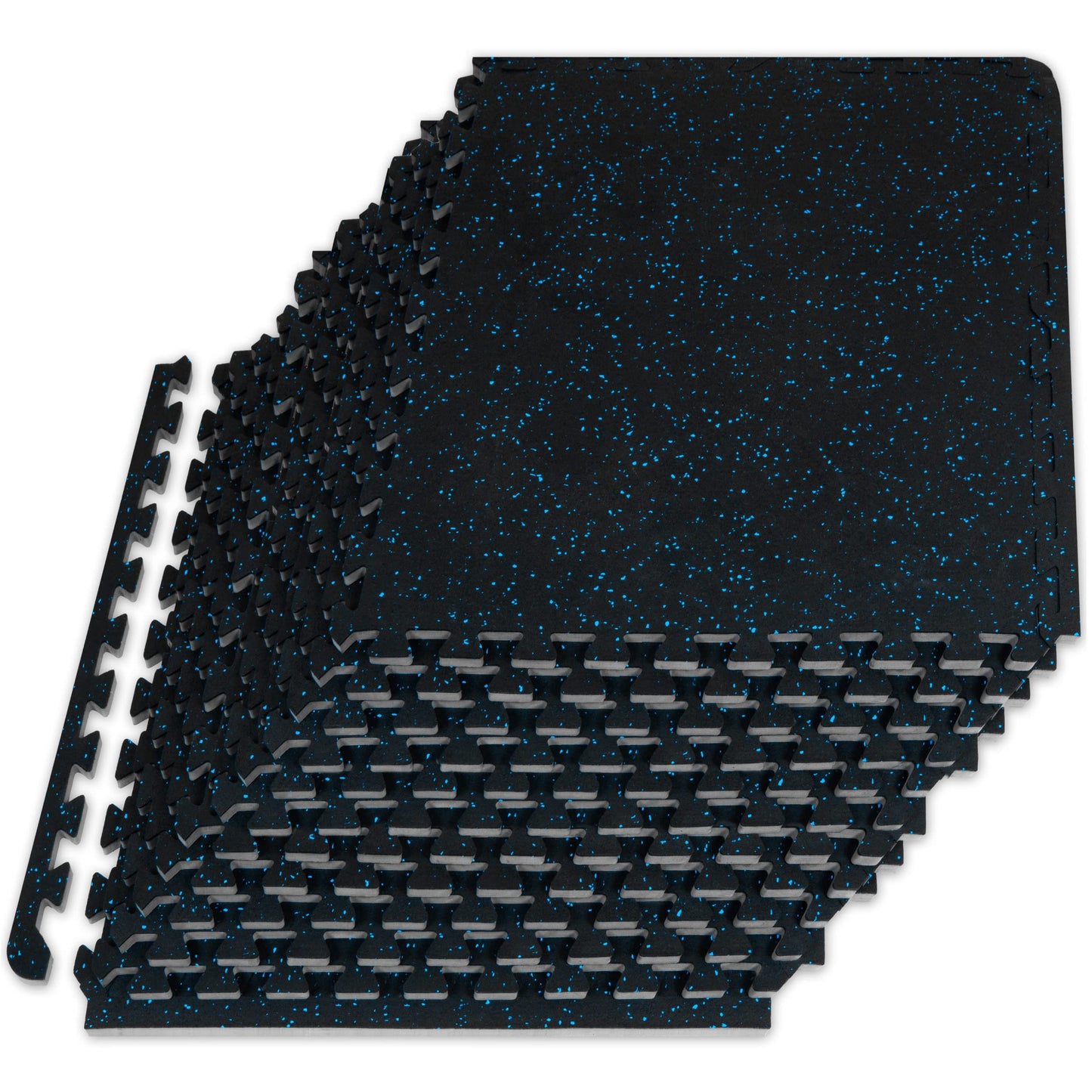 ProsourceFit Rubber Top Exercise Puzzle Mat ½-inch, 48 SQFT, 12 Tiles, EVA Foam Interlocking Tiles for Home Gym Protective Flooring for Equipment and Workouts, Blue