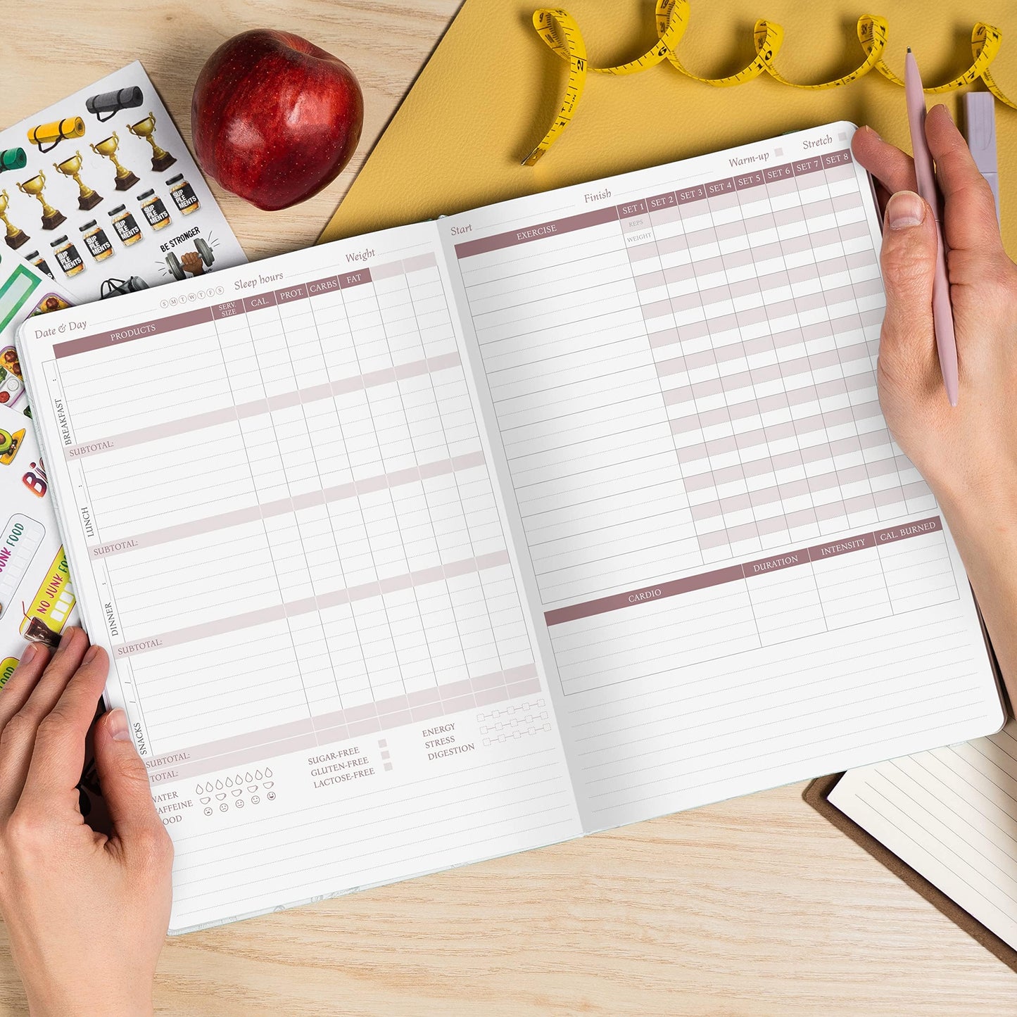 Legend Fitness & Food Journal – Nutrition & Workout Planner with Exercise Calendar & Nutrient Tracker – Gym Training & Diet Log Book for Women & Men – Lasts 3 Months, 7.5”x10” (White)