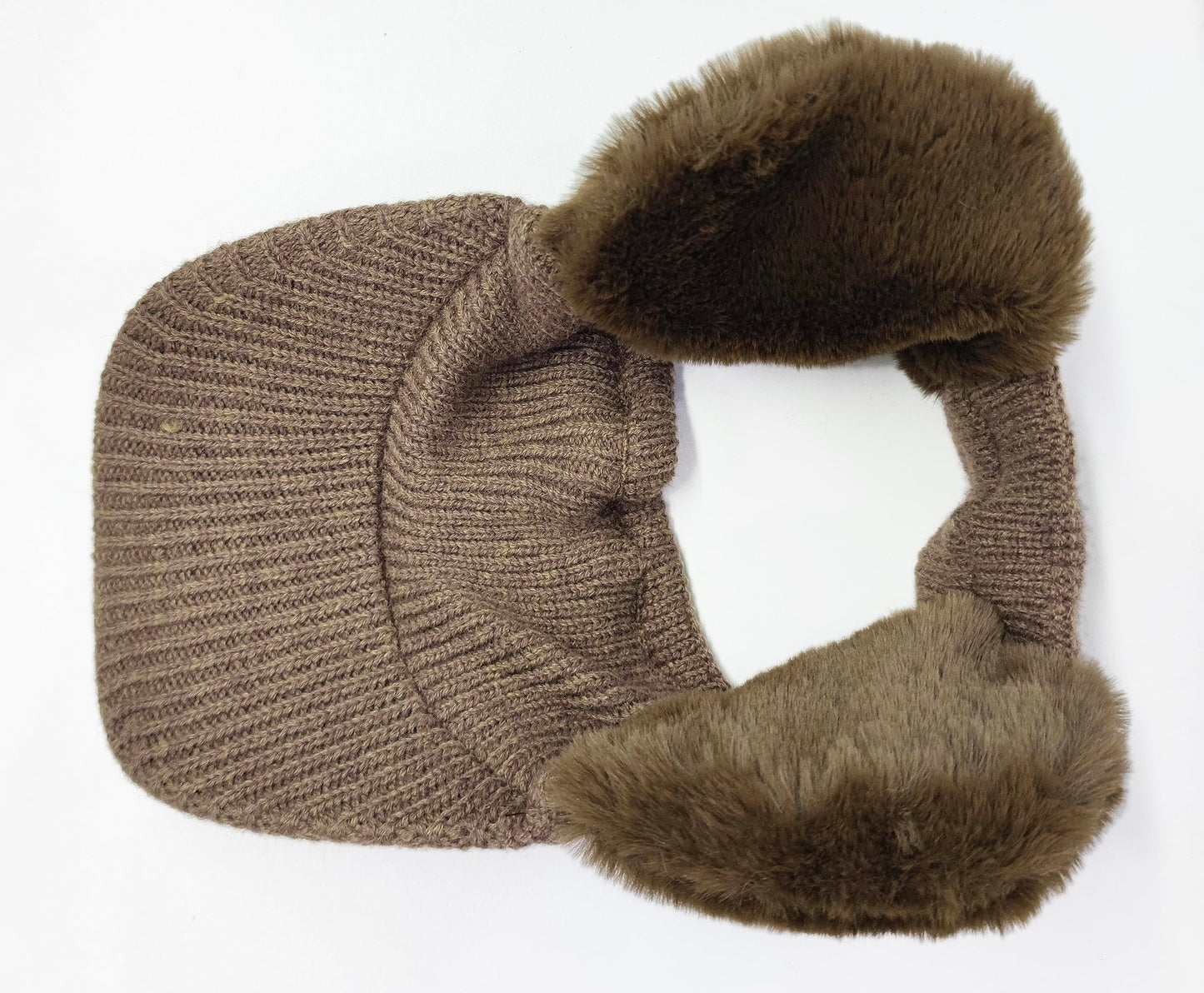 Elastic Knit Visor Hat for Women Chic Sports Hat Baseball Cap with Warm Plush Earmuffs for Cold Weather 2024 Coffee