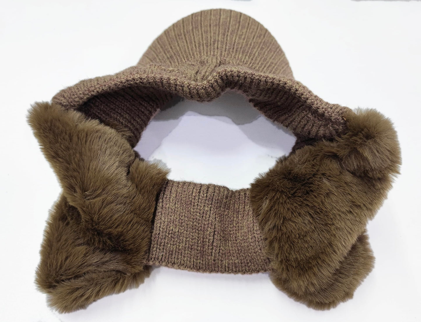 Elastic Knit Visor Hat for Women Chic Sports Hat Baseball Cap with Warm Plush Earmuffs for Cold Weather 2024 Coffee