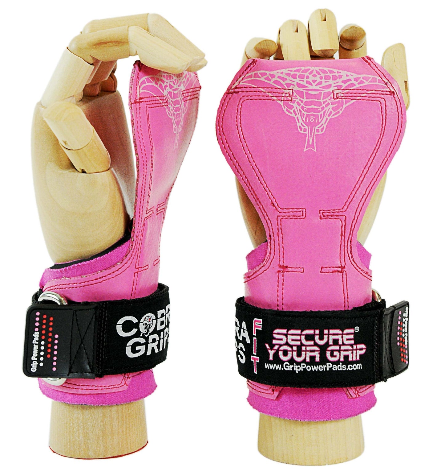 Cobra Grips PRO Weight Lifting Gloves Heavy Duty Straps Alternative to Power Lifting Hooks for Deadlifts with Built in Adjustable Neoprene Padded Wrist Wrap Support Bodybuilding (FIT Pink Rubber)