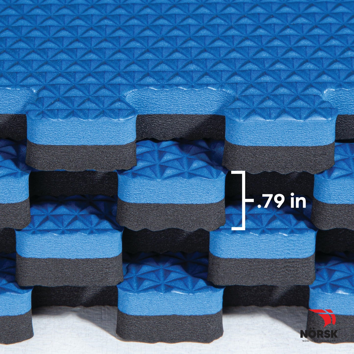 Norsk Reversible Gym Exercise Mats 3/4" Thick EVA Interlocking Foam Tiles, Perfect Gym Flooring for Home Gym, 20 Tiles & 40 Trim Pieces, 80 Sq. Ft. 24"x24", Dazzling Blue/Black