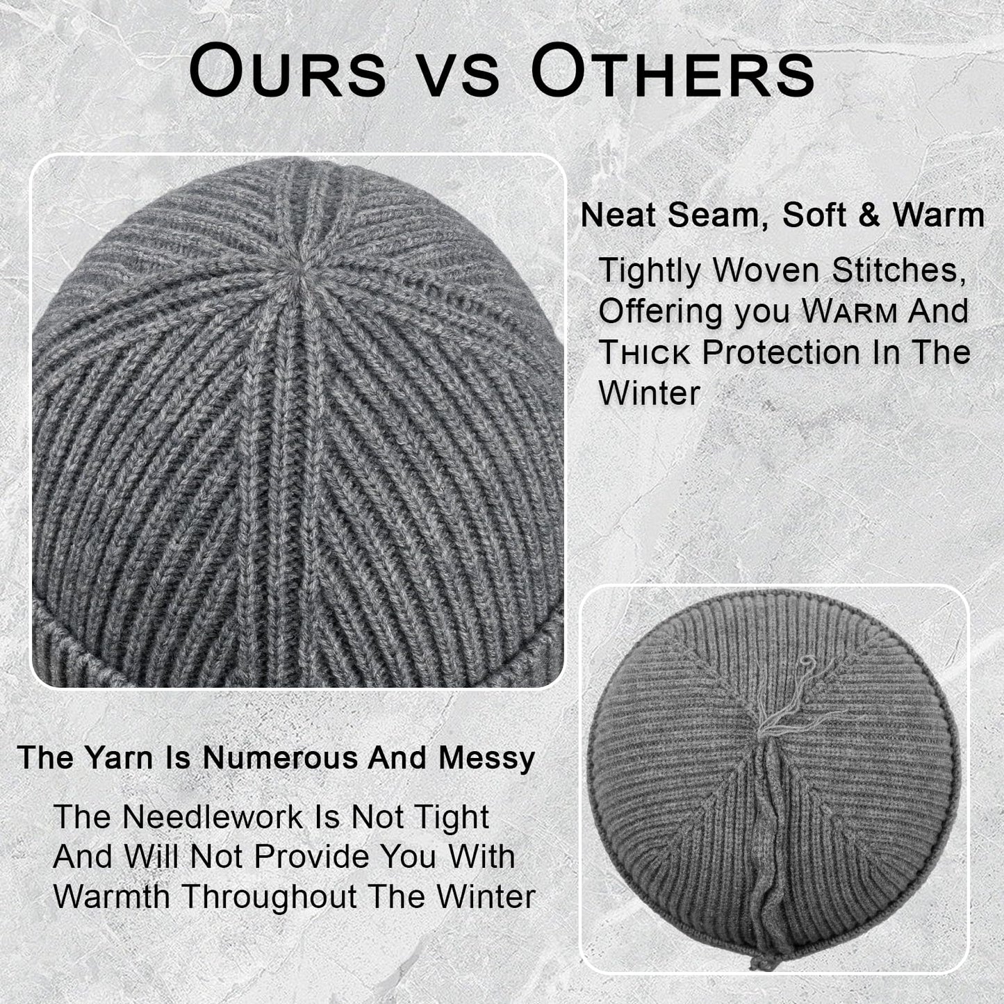 JremPan Beanie Hat for Men Women Knit Winter Hat Warm Cuffed Skull Beanie Slouchy Soft Unisex (Gray)