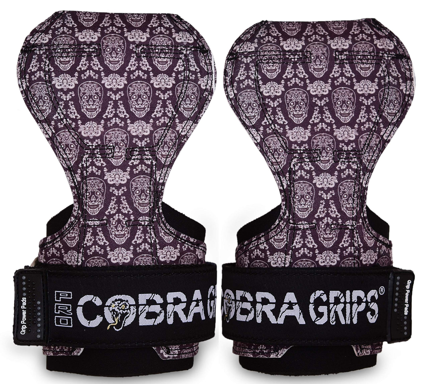 Cobra Grips PRO Weight Lifting Gloves Heavy Duty Straps Alternative Power Lifting Hooks Best for Deadlifts Adjustable Neoprene Padded Wrist Wraps Support Bodybuilding (PRO Skull)