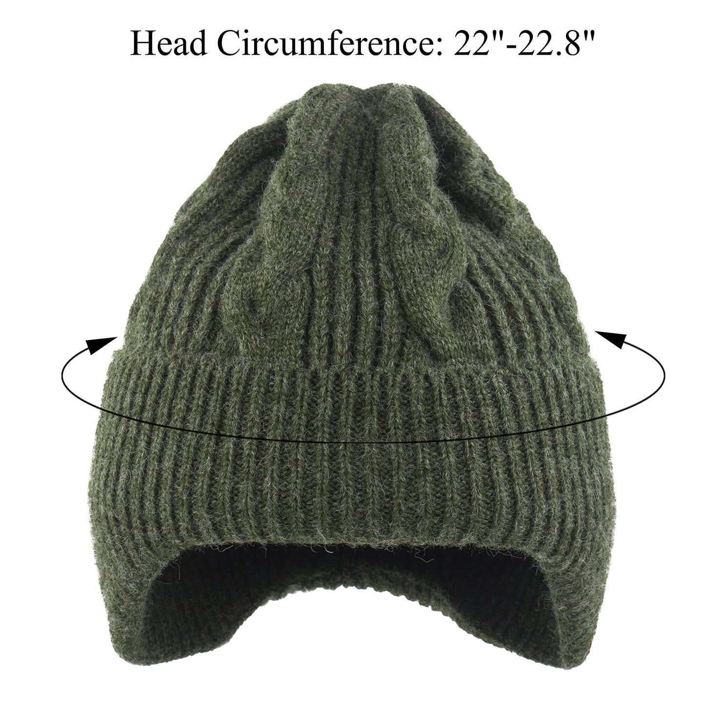 Muryobao Womens Winter Beanie Hat Slouchy Knit Hats Soft Warm Ski Skull Cap with Ear Flaps Pine Green