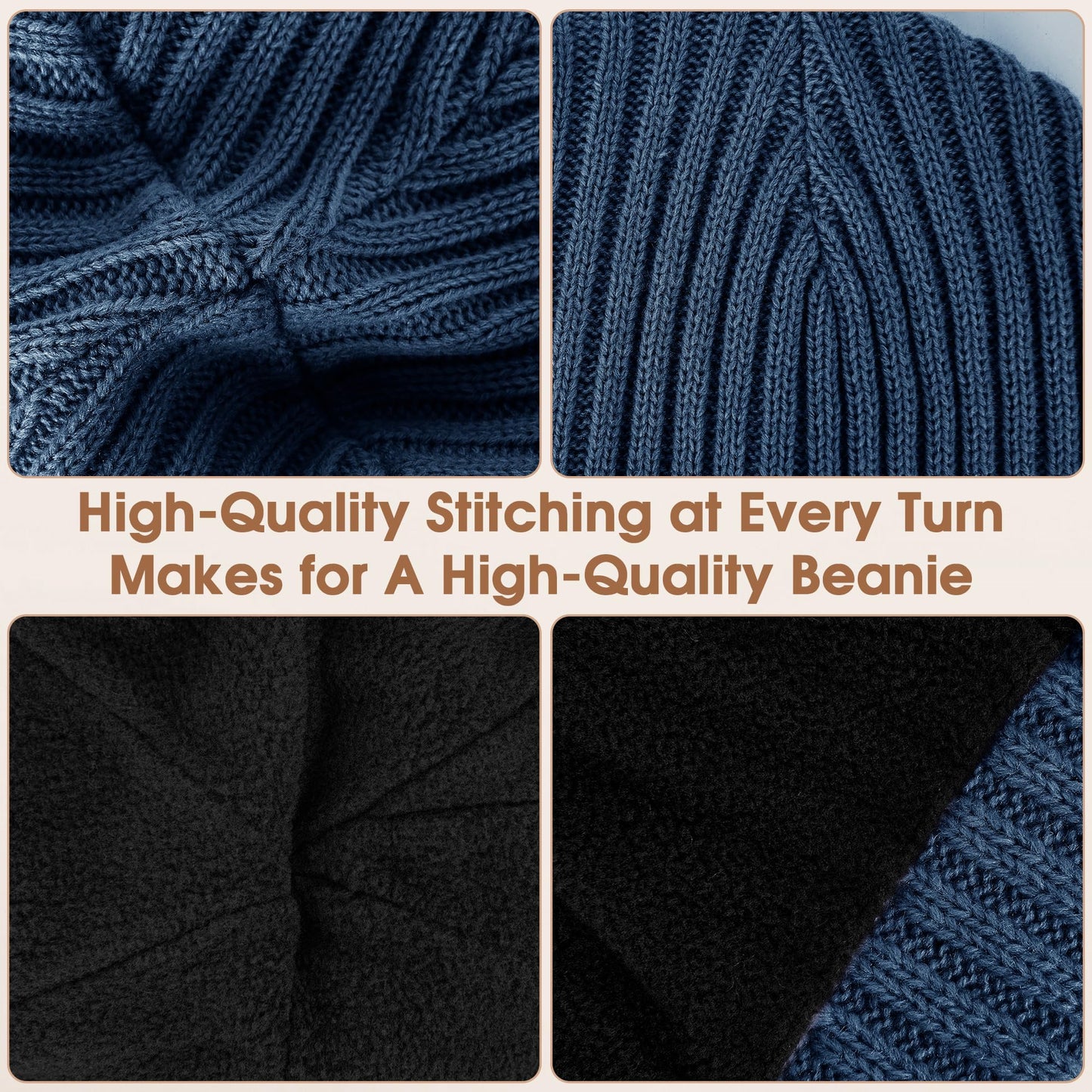 Sukeen Winter Beanie for Men Women Fleece Lined Soft Warm Cuffed Knit Hat Anti-Seepage Skull Cap for Cold Weather Navy Blue
