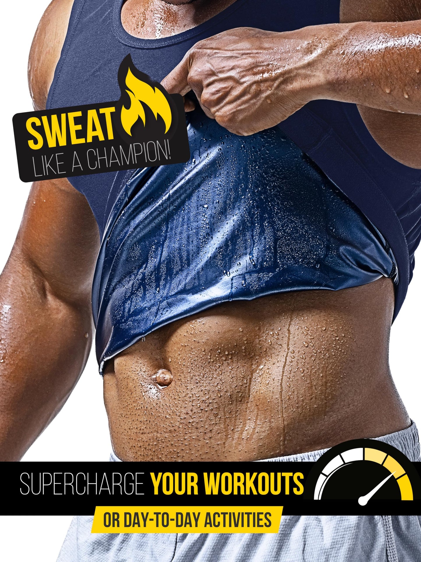 Sweat Spark Men's Sweat Vest - Enhance Your Workouts and Boost Weight Loss Efforts with Increased Sweating and Compression Technology (XS) Navy Blue