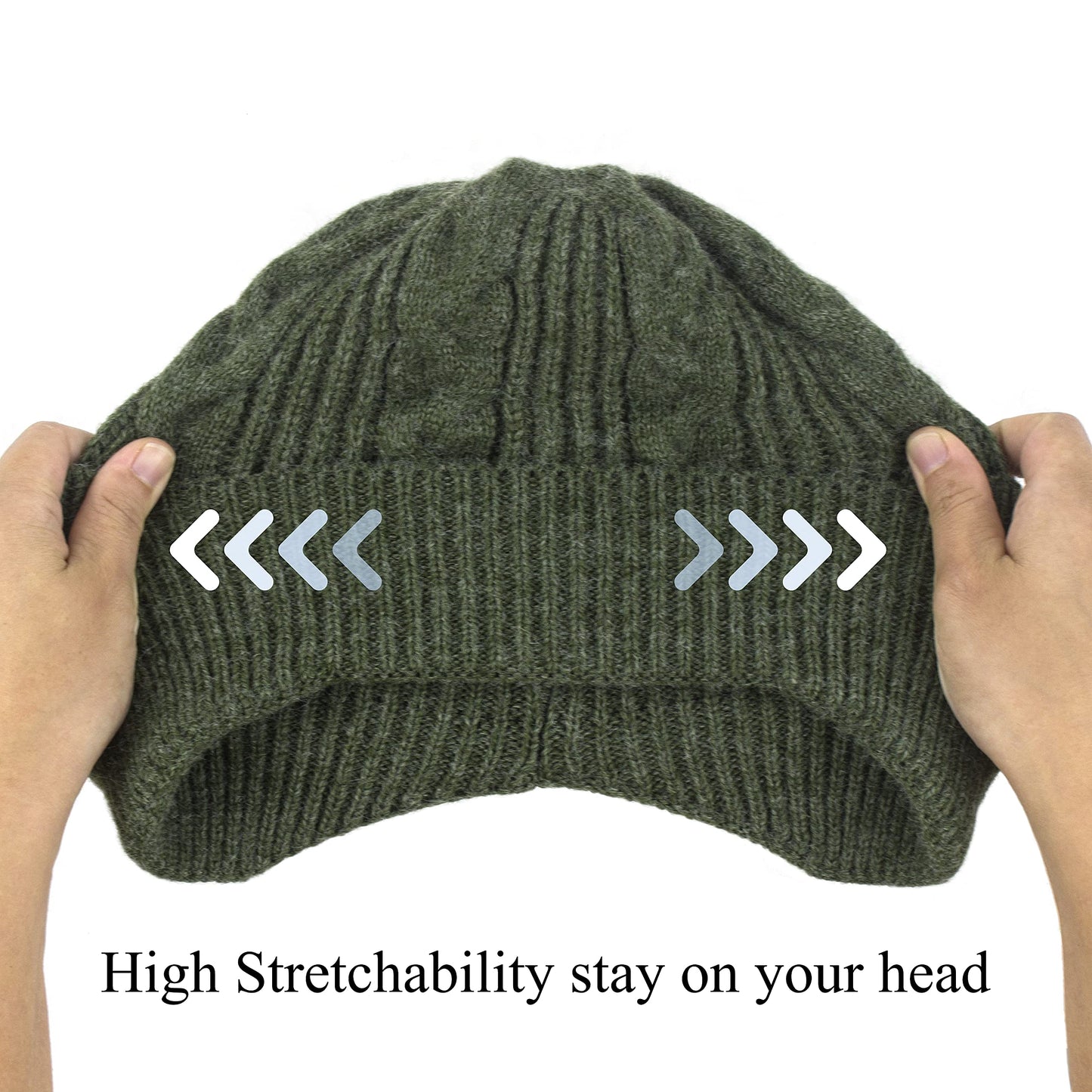 Muryobao Womens Winter Beanie Hat Slouchy Knit Hats Soft Warm Ski Skull Cap with Ear Flaps Pine Green