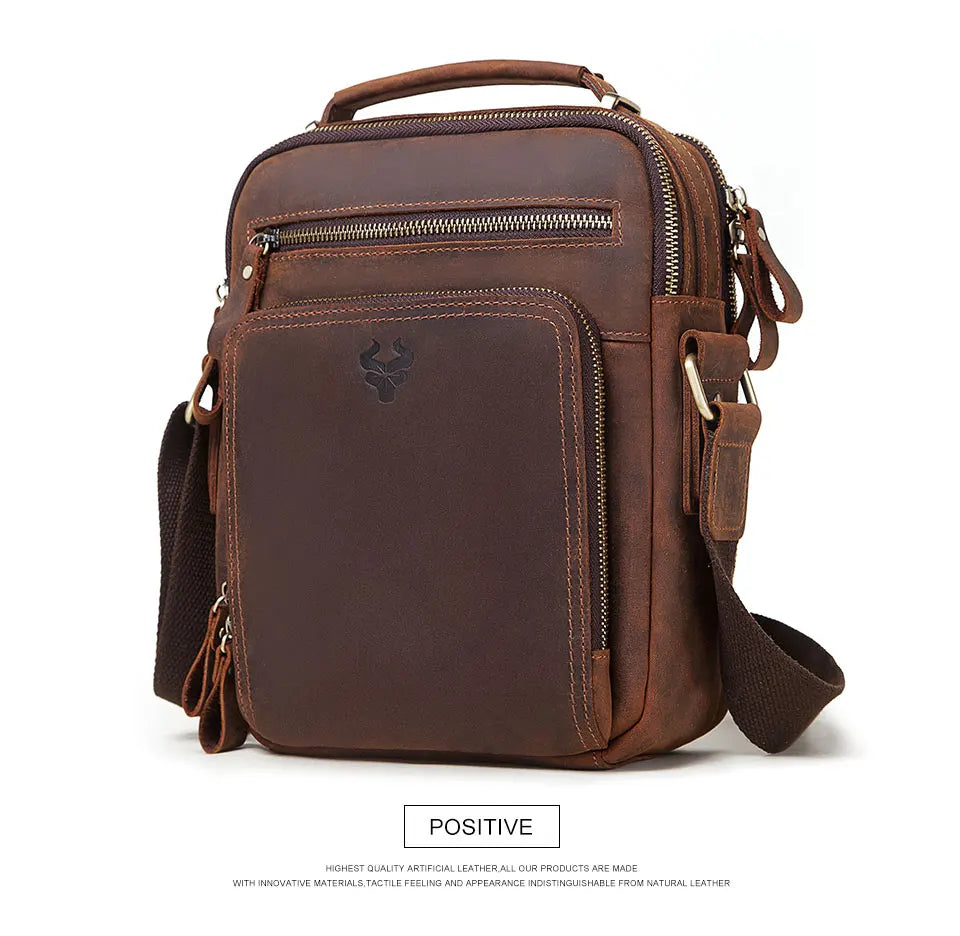 HUMERPAUL Vintage Leather Messenger Bag