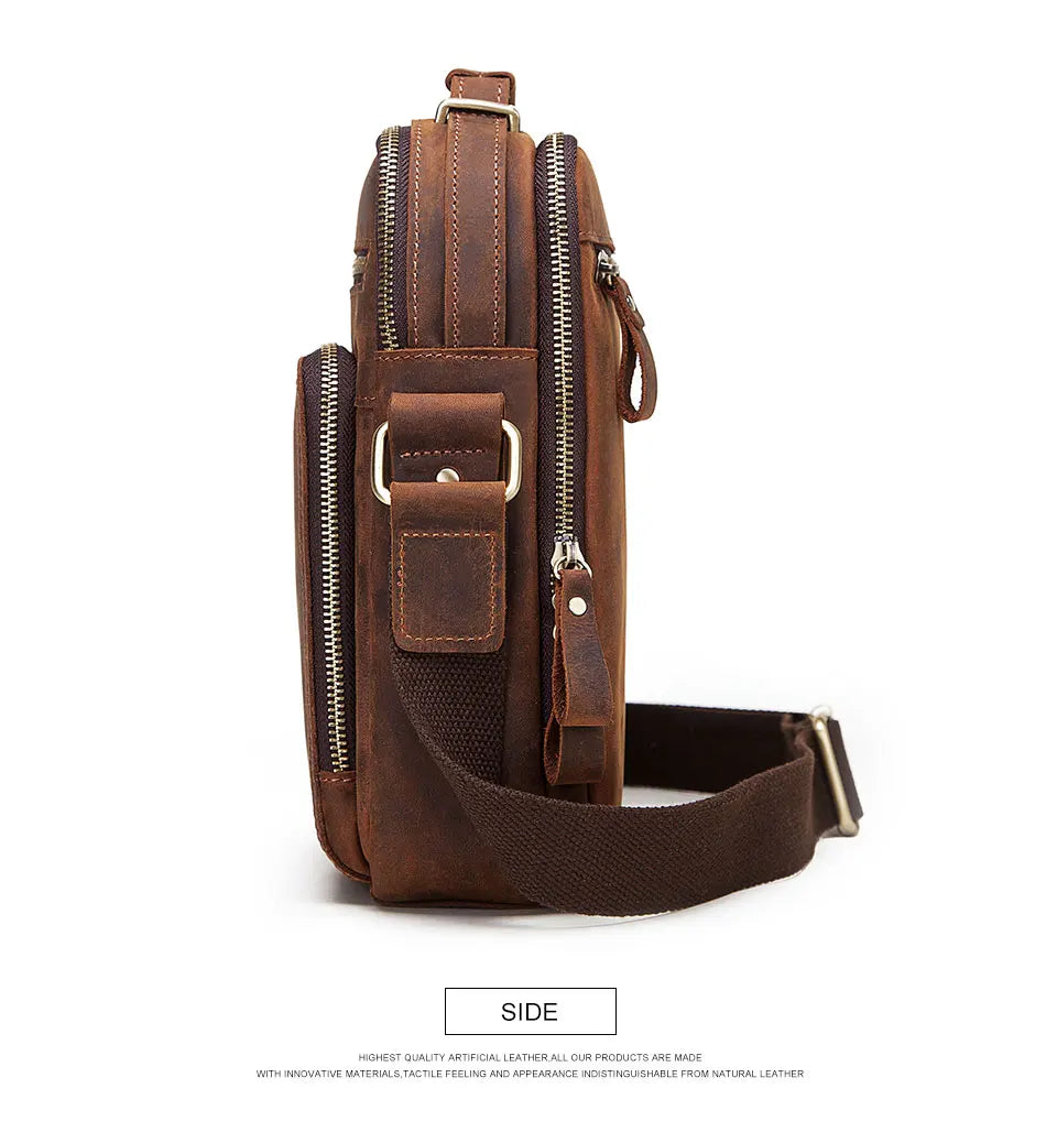 HUMERPAUL Vintage Leather Messenger Bag