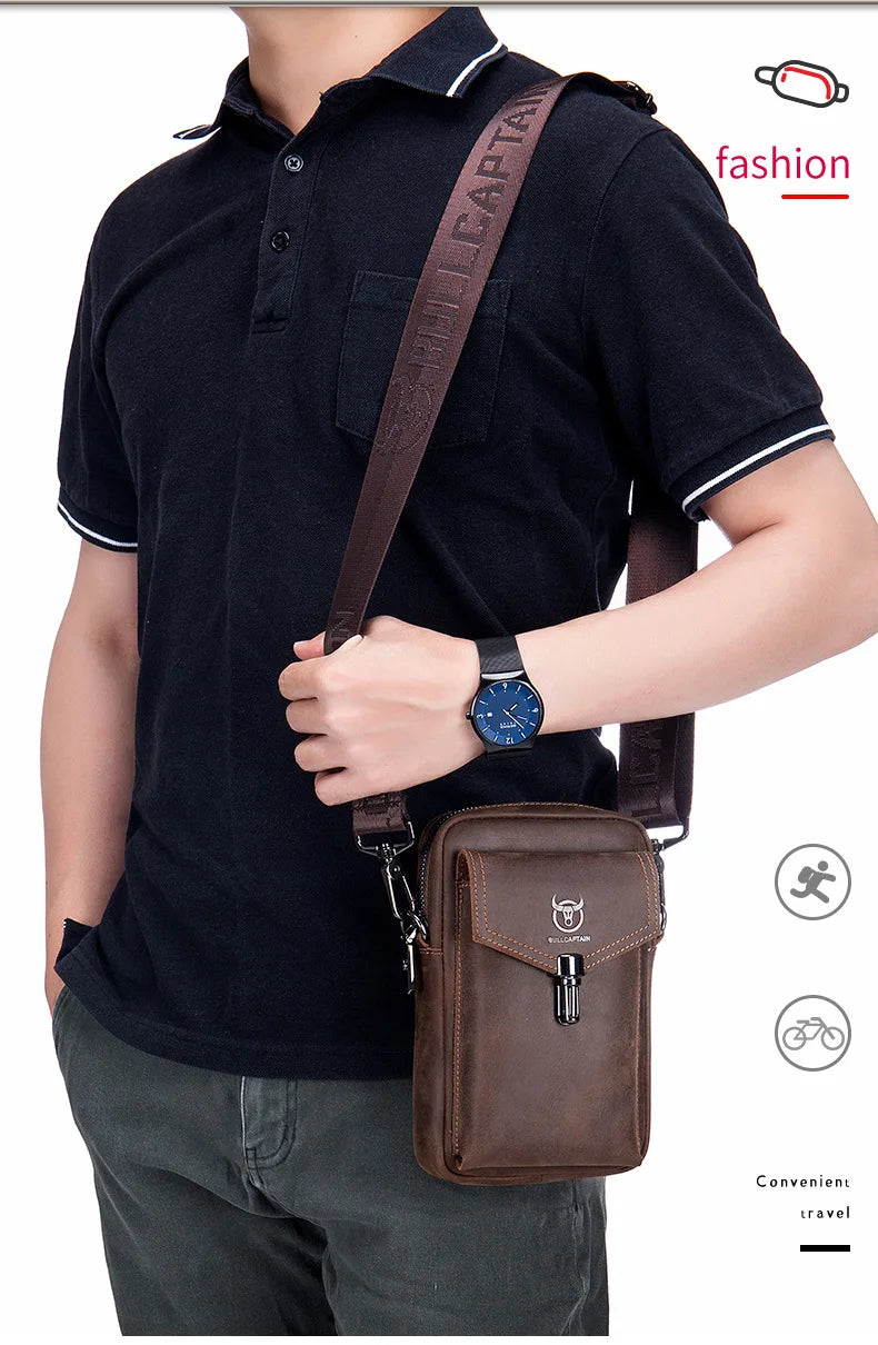 Men's Multifunctional Leather Messenger Bag