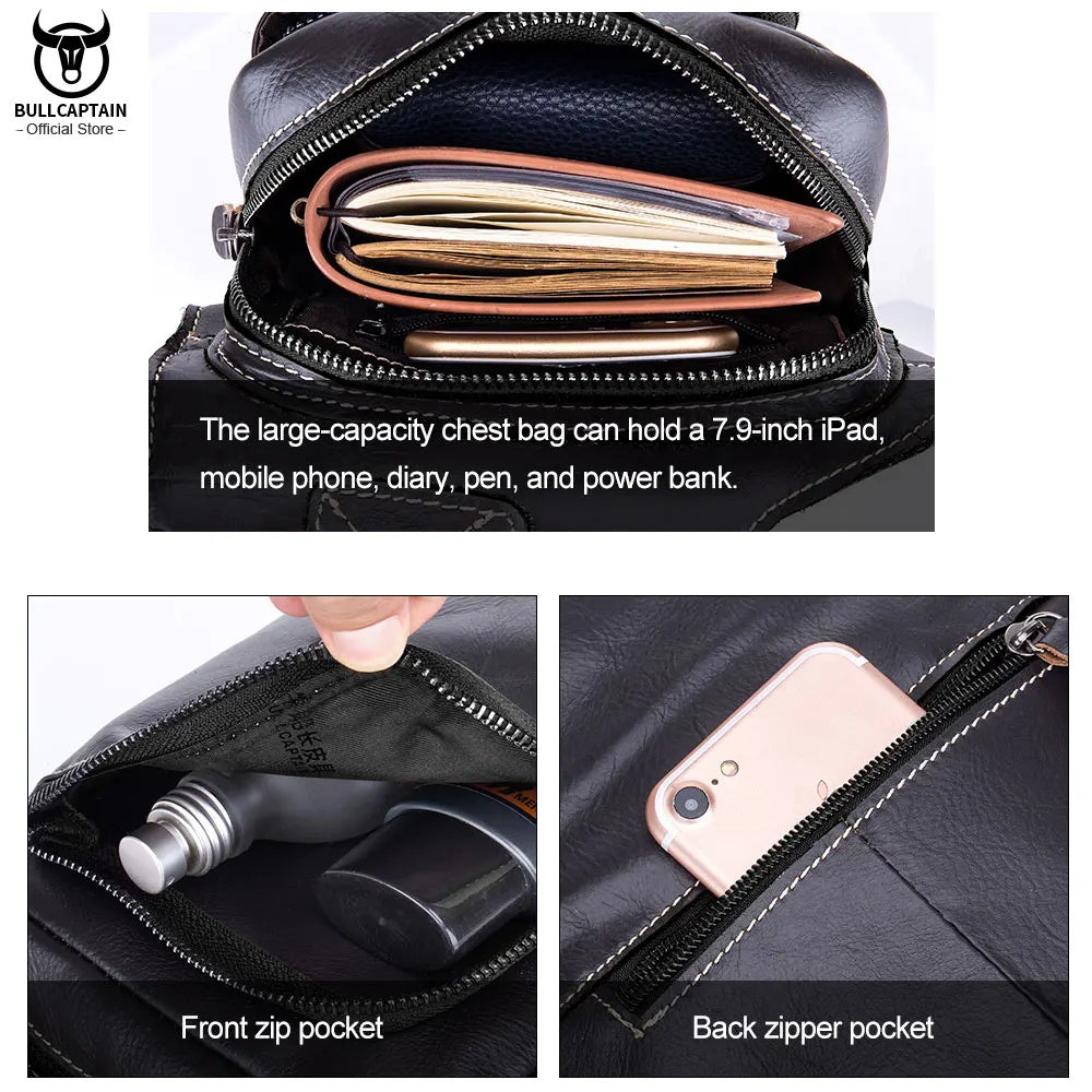 BULLCAPTAIN Soft Leather Chest Bag