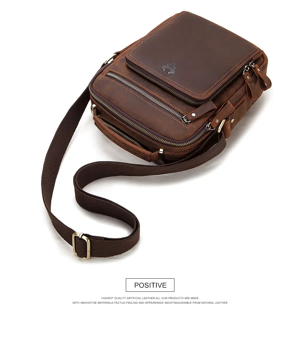 HUMERPAUL Vintage Leather Messenger Bag