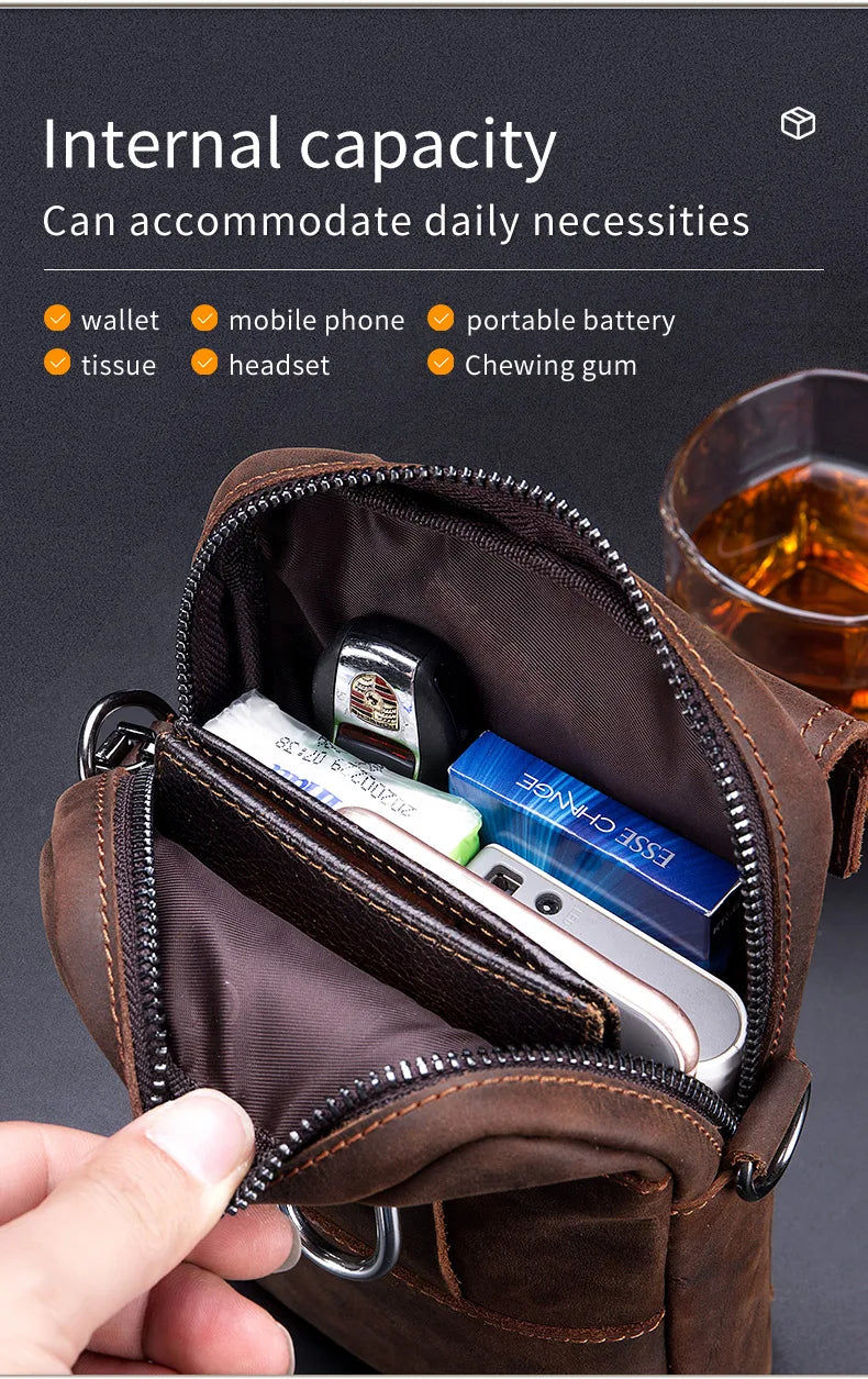 Men's Multifunctional Leather Messenger Bag