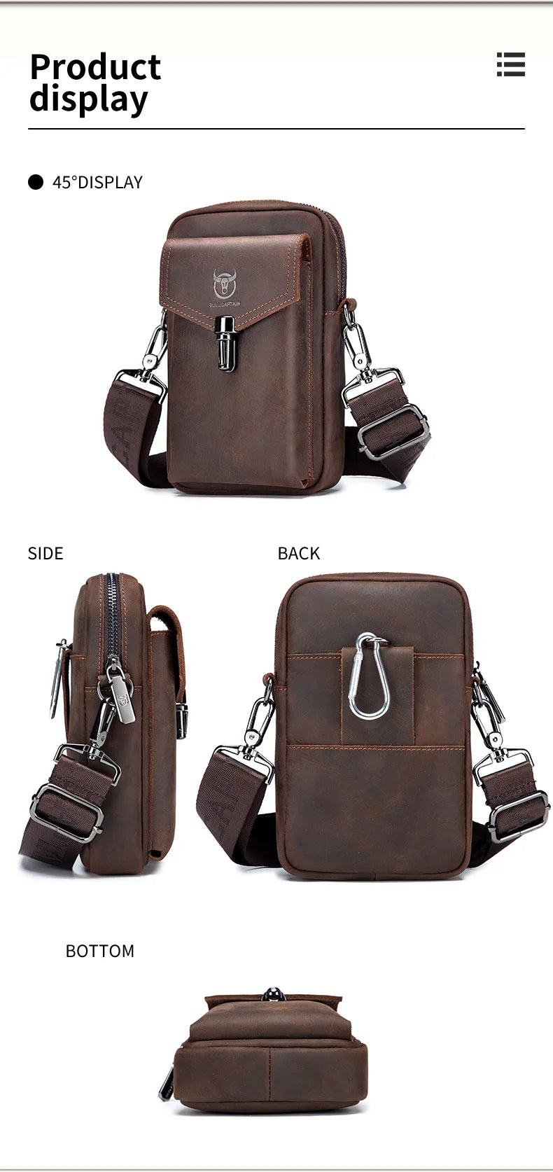Men's Multifunctional Leather Messenger Bag