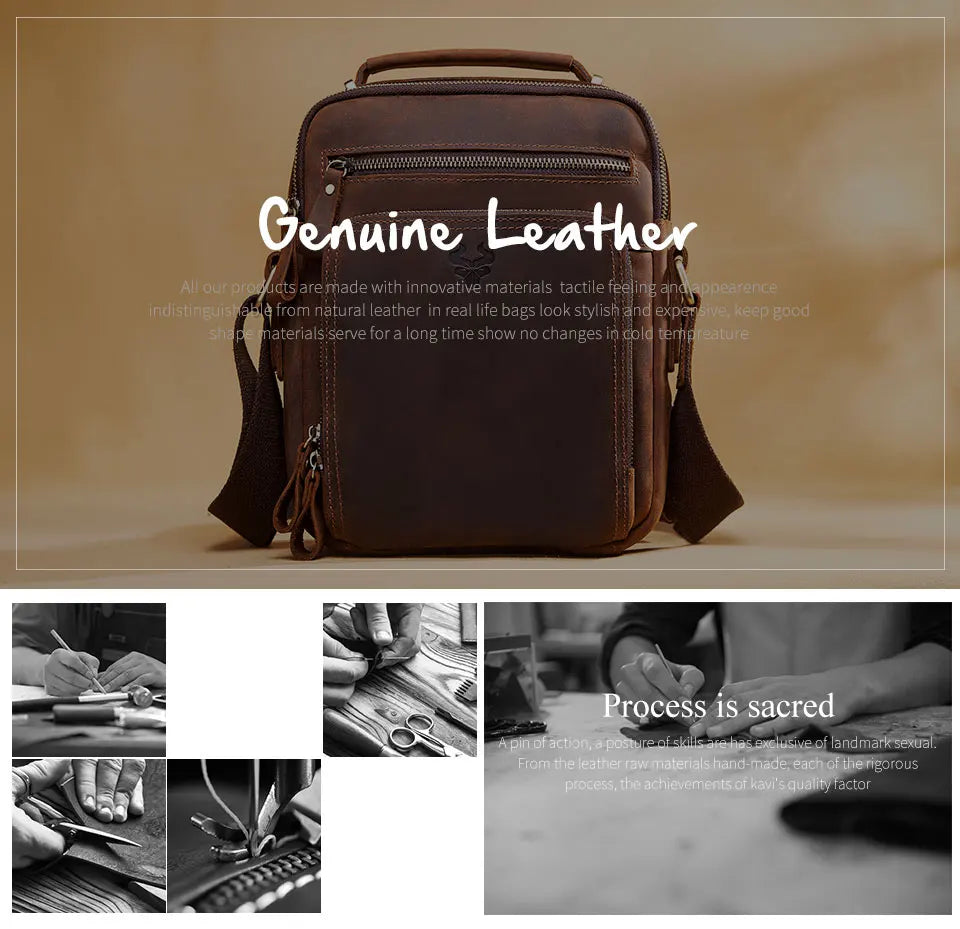 HUMERPAUL Vintage Leather Messenger Bag