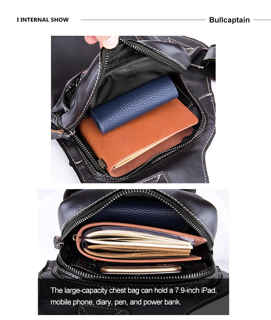 BULLCAPTAIN Soft Leather Chest Bag