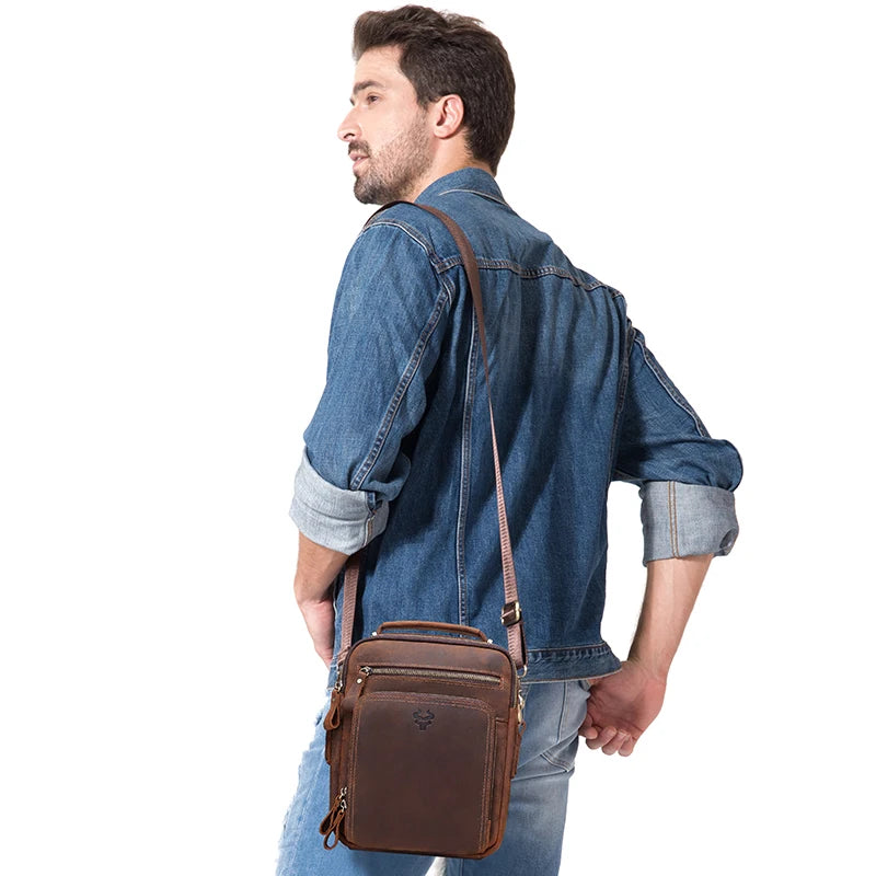 HUMERPAUL Vintage Leather Messenger Bag