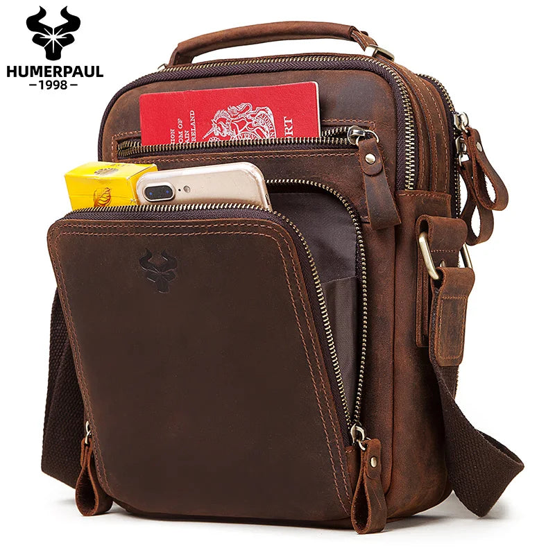 HUMERPAUL Vintage Leather Messenger Bag
