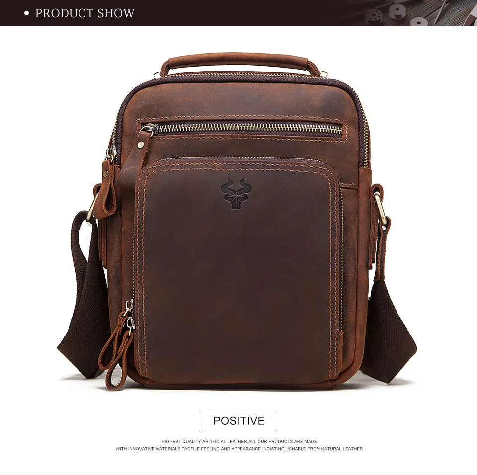 HUMERPAUL Vintage Leather Messenger Bag