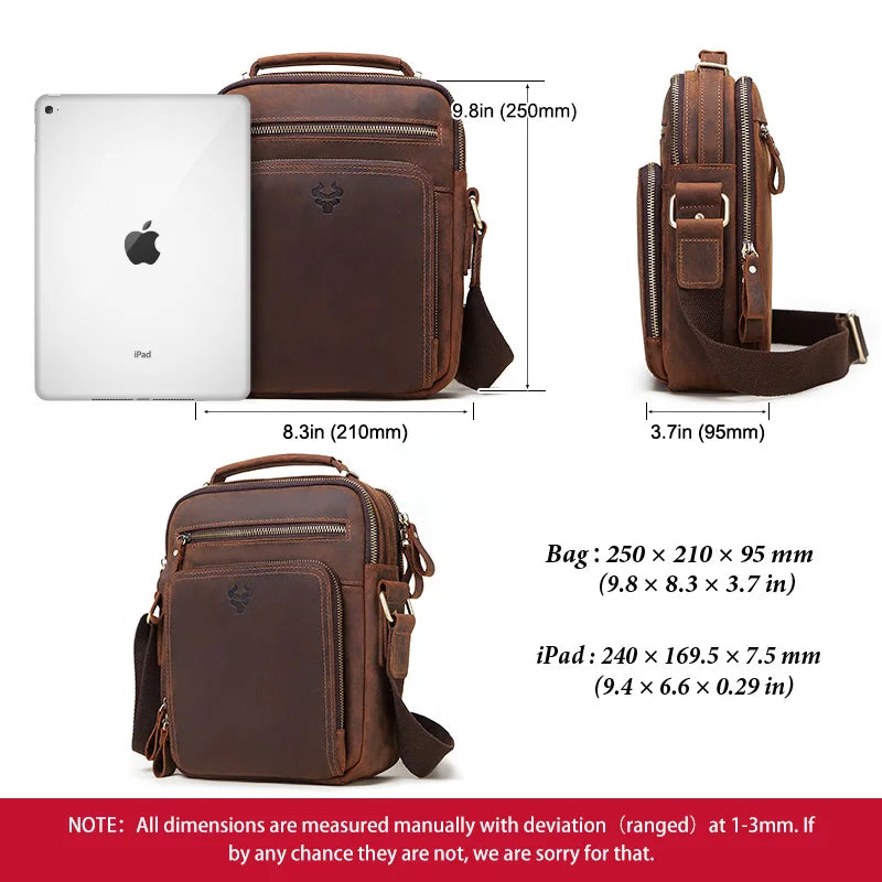 HUMERPAUL Vintage Leather Messenger Bag