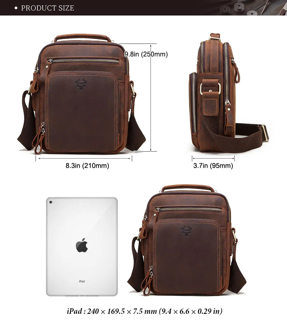 HUMERPAUL Vintage Leather Messenger Bag