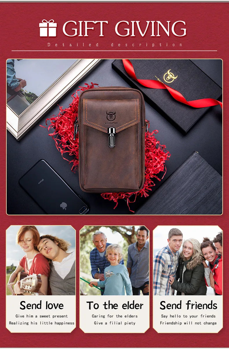 Men's Multifunctional Leather Messenger Bag
