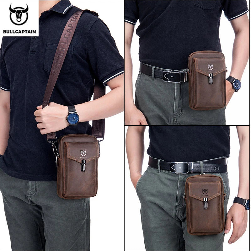 Men's Multifunctional Leather Messenger Bag