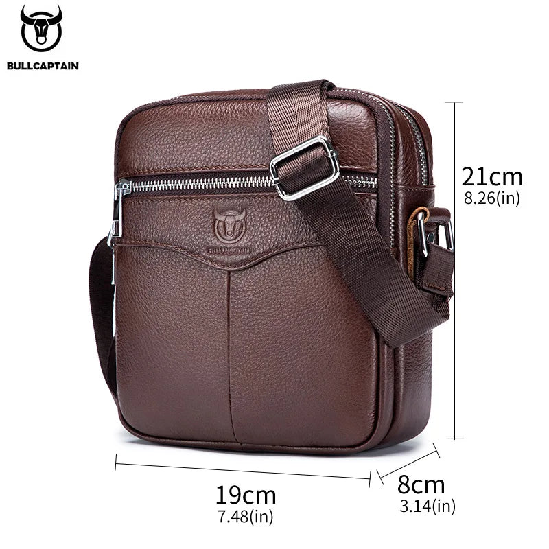 BULLCAPTAIN Men's Leather Shoulder Messenger Bag