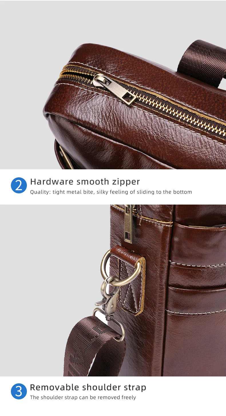 BULLCAPTAIN Leather Laptop Briefcase Bag